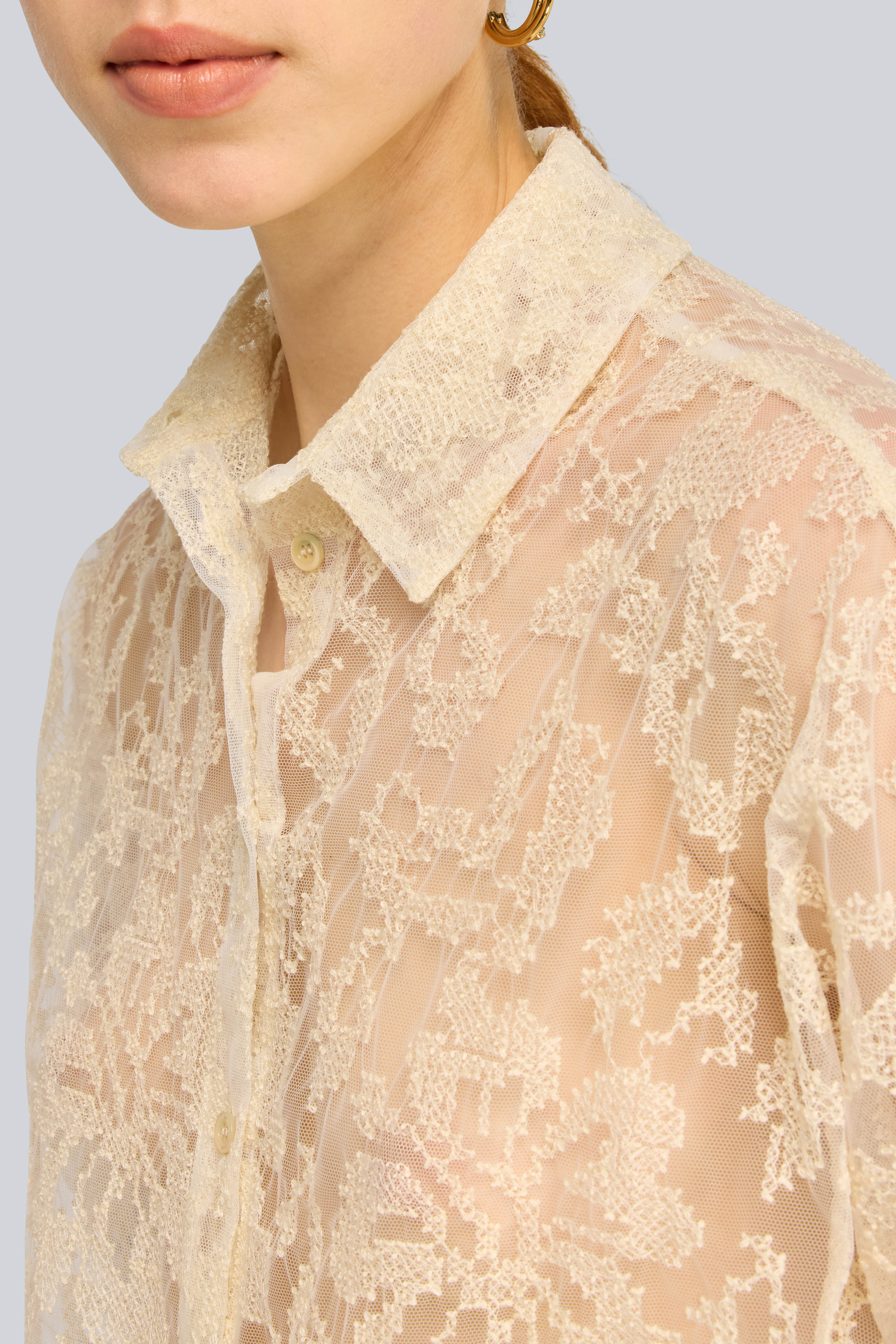 Semicouture Kat S6WQ45 camicia tulle burro ricamata