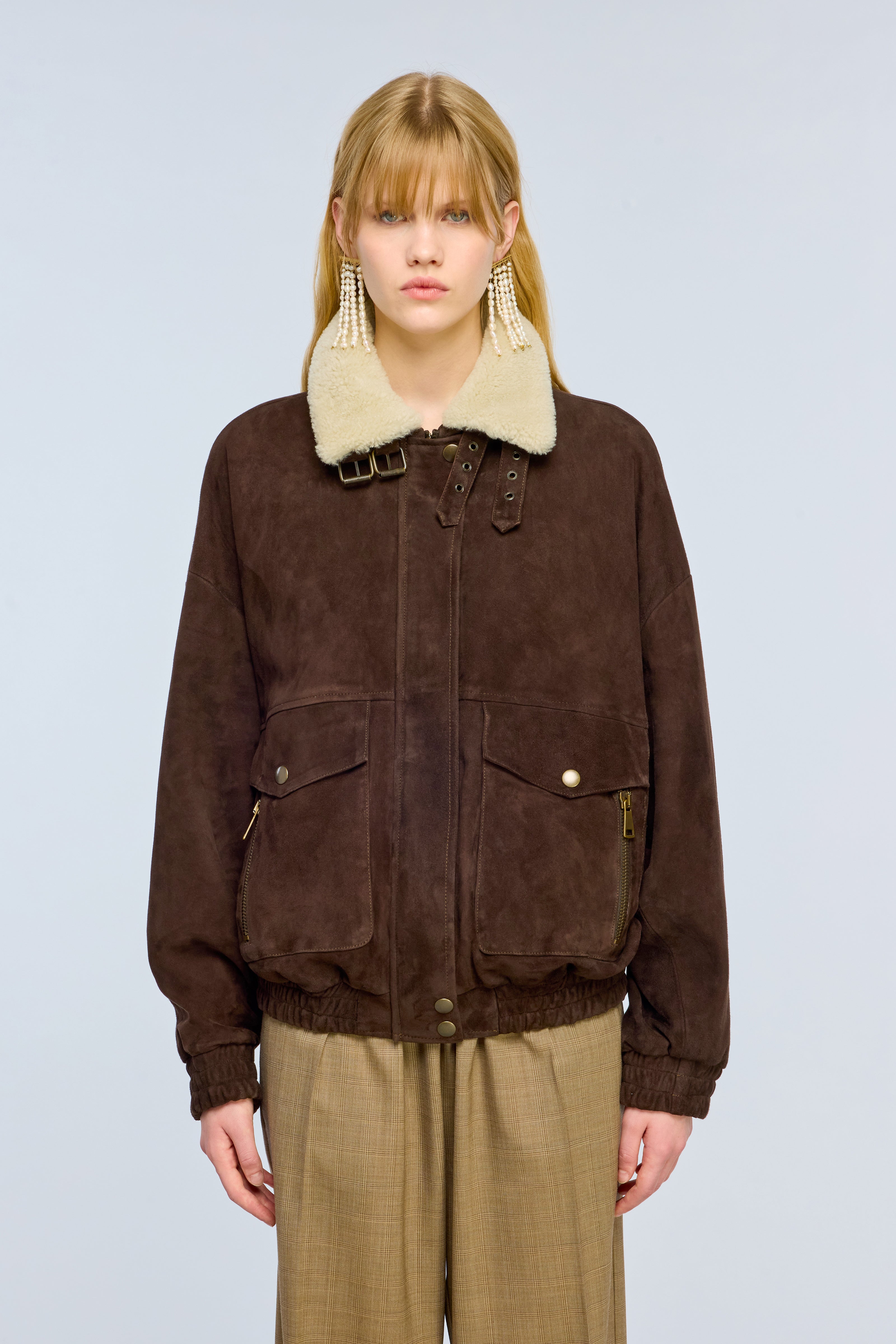 Semicouture Gloria giacca camoscio moka