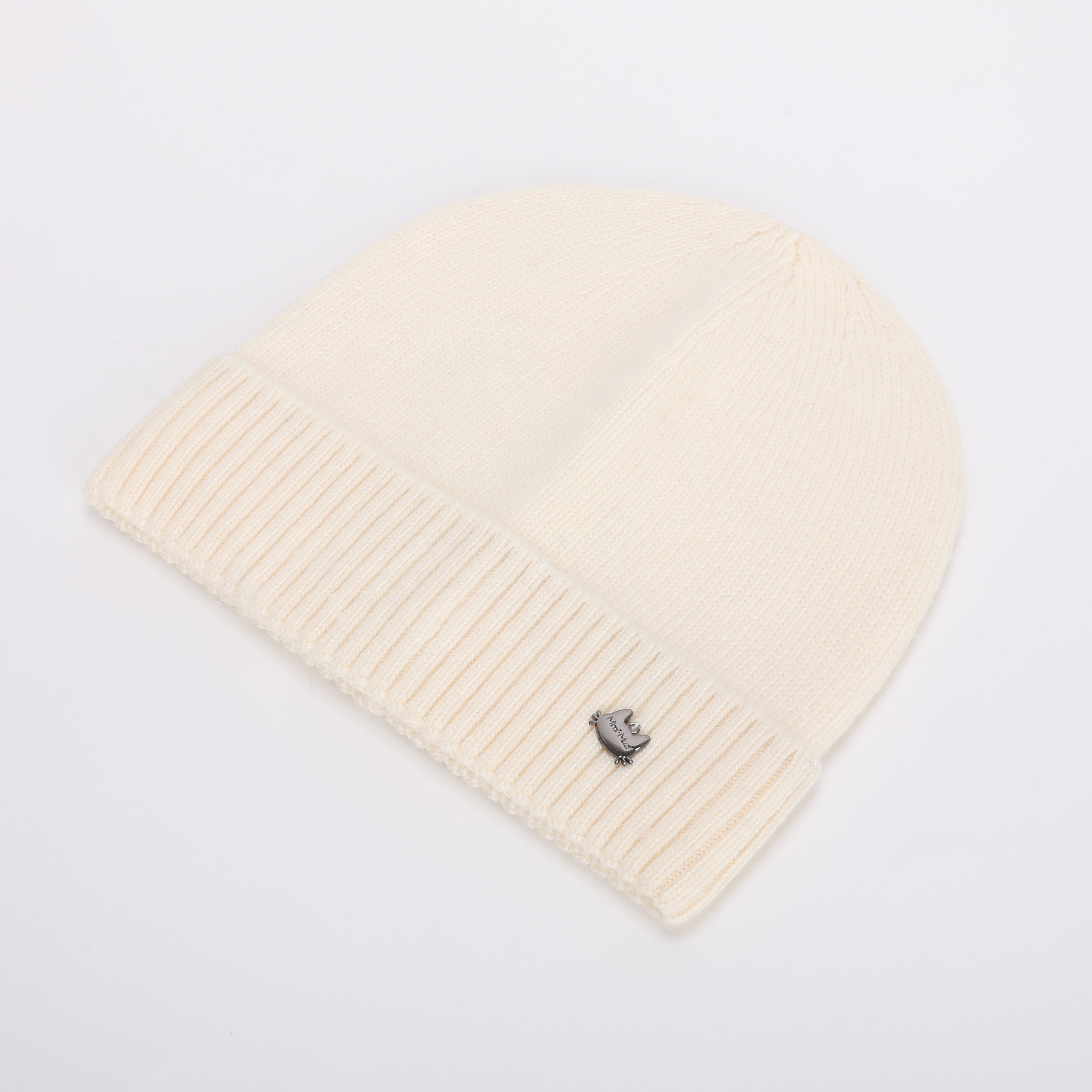 Mimi Mua Berretto tinta unita con risvolto cappello nero caldo