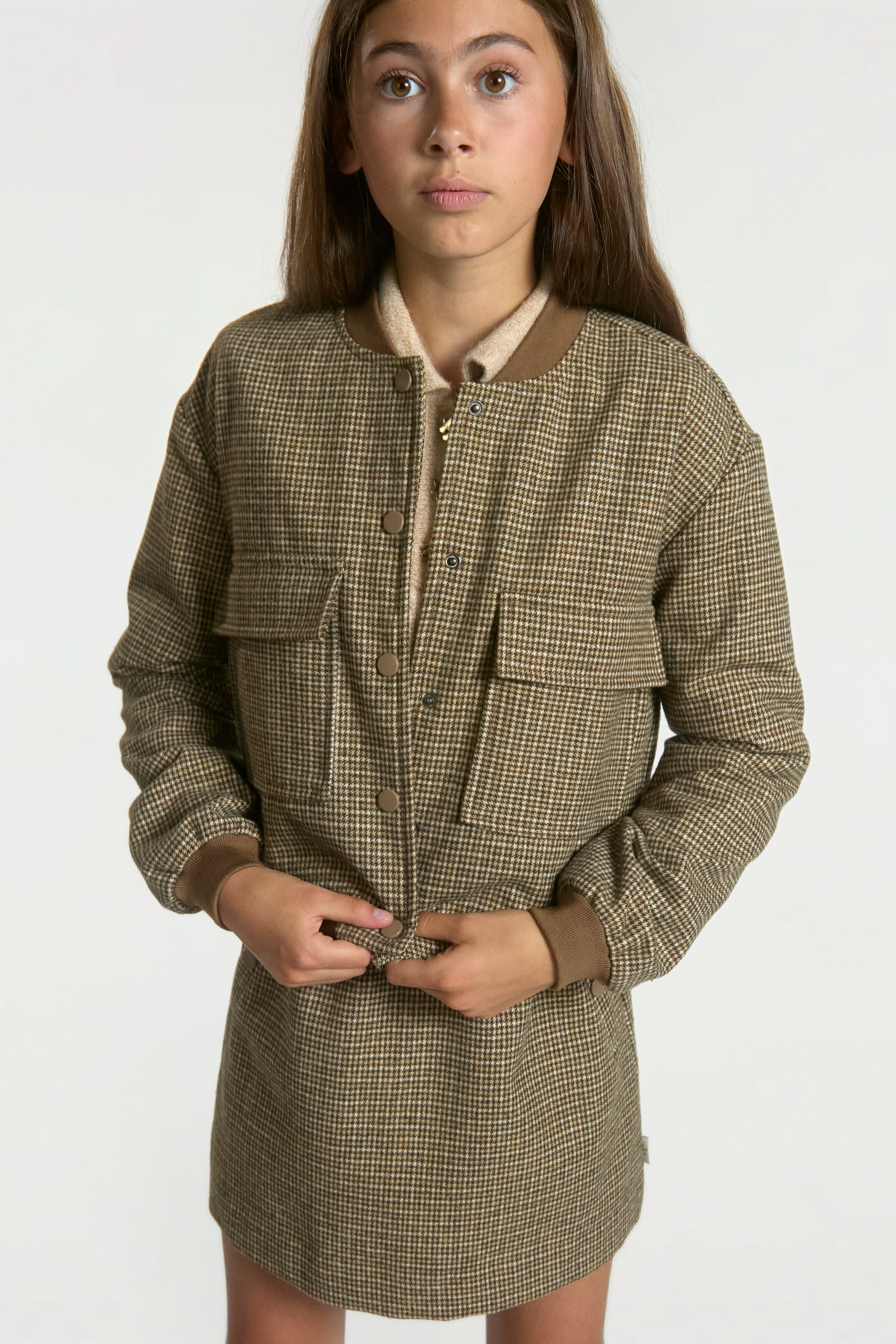 Aaiko Madie giacca quadri marrone shiitake