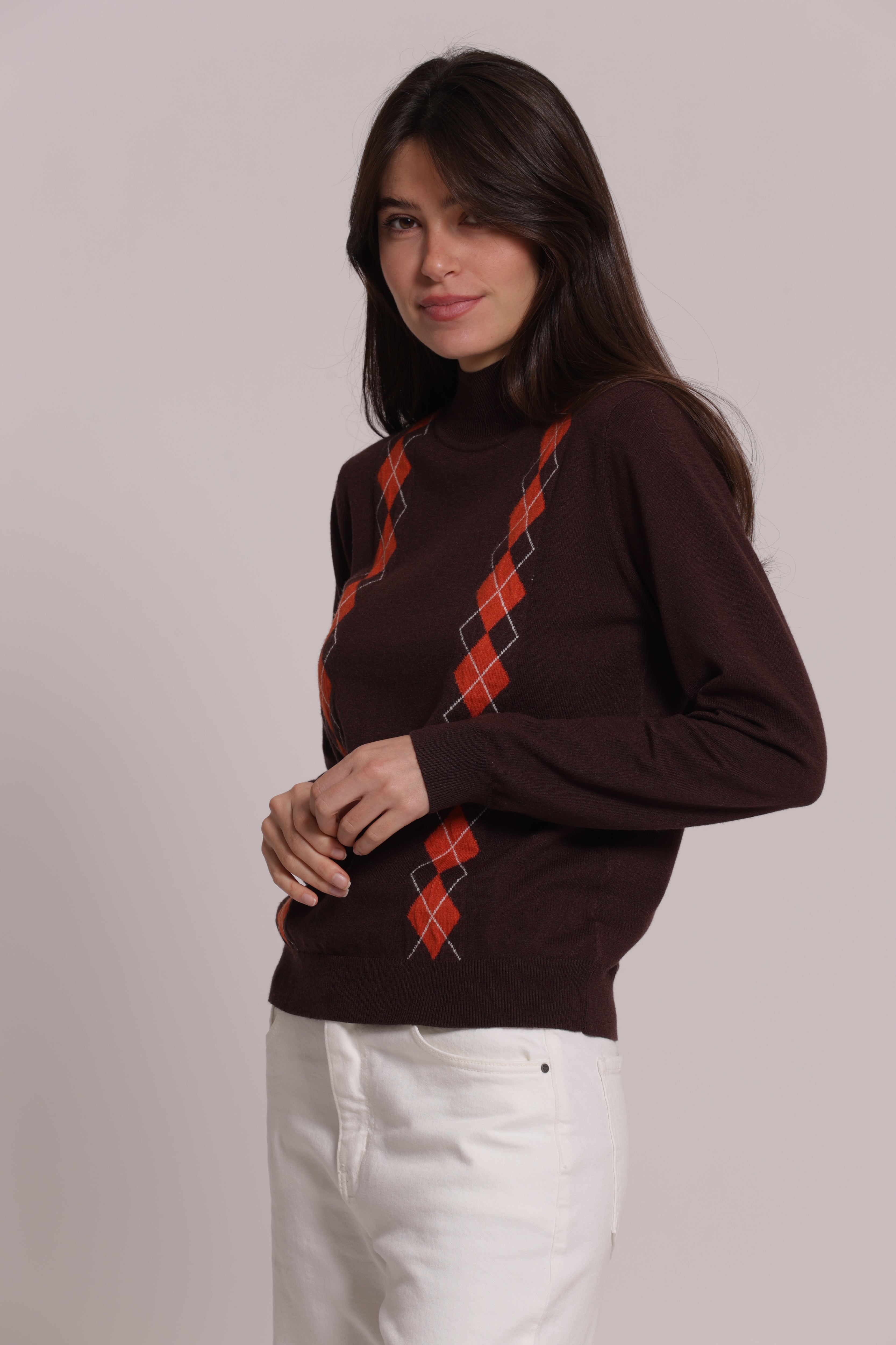 Mimi Mua Maglia Lupetto Rombo Blu Elasticizzata