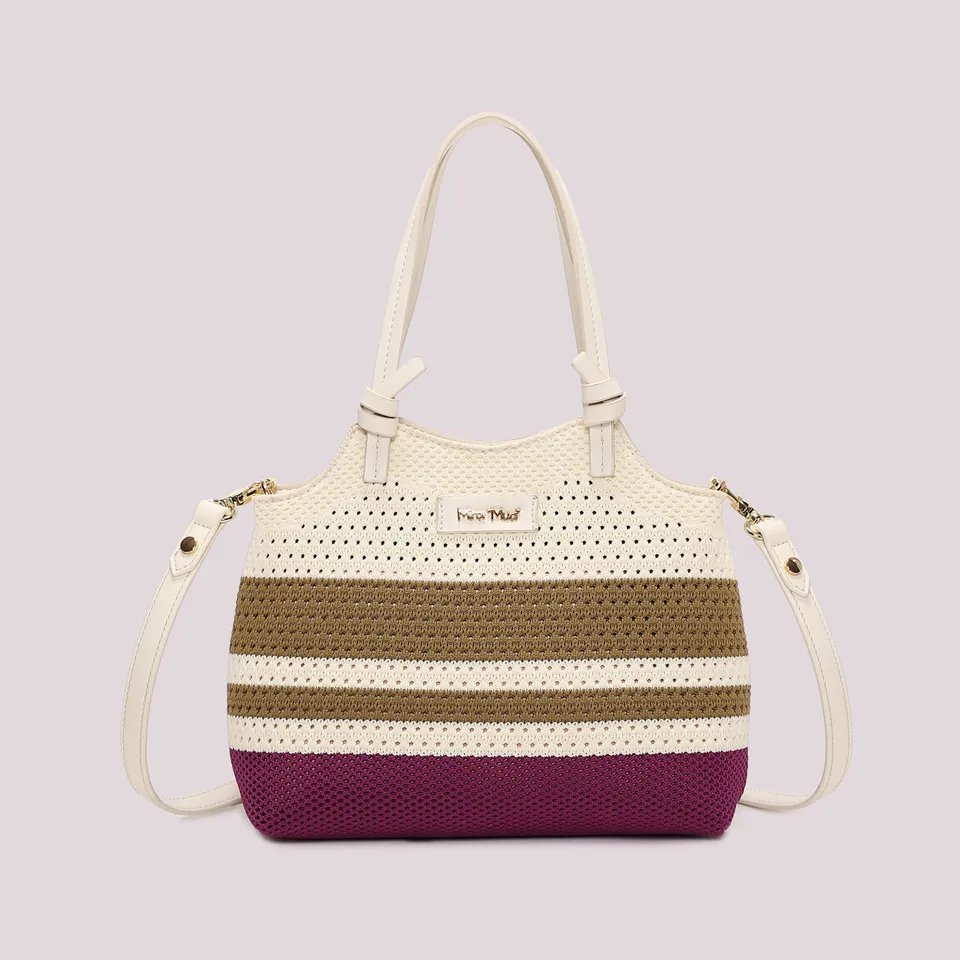 Mimi Mua Borsa Mano Maglia Righe ciclamino piccola