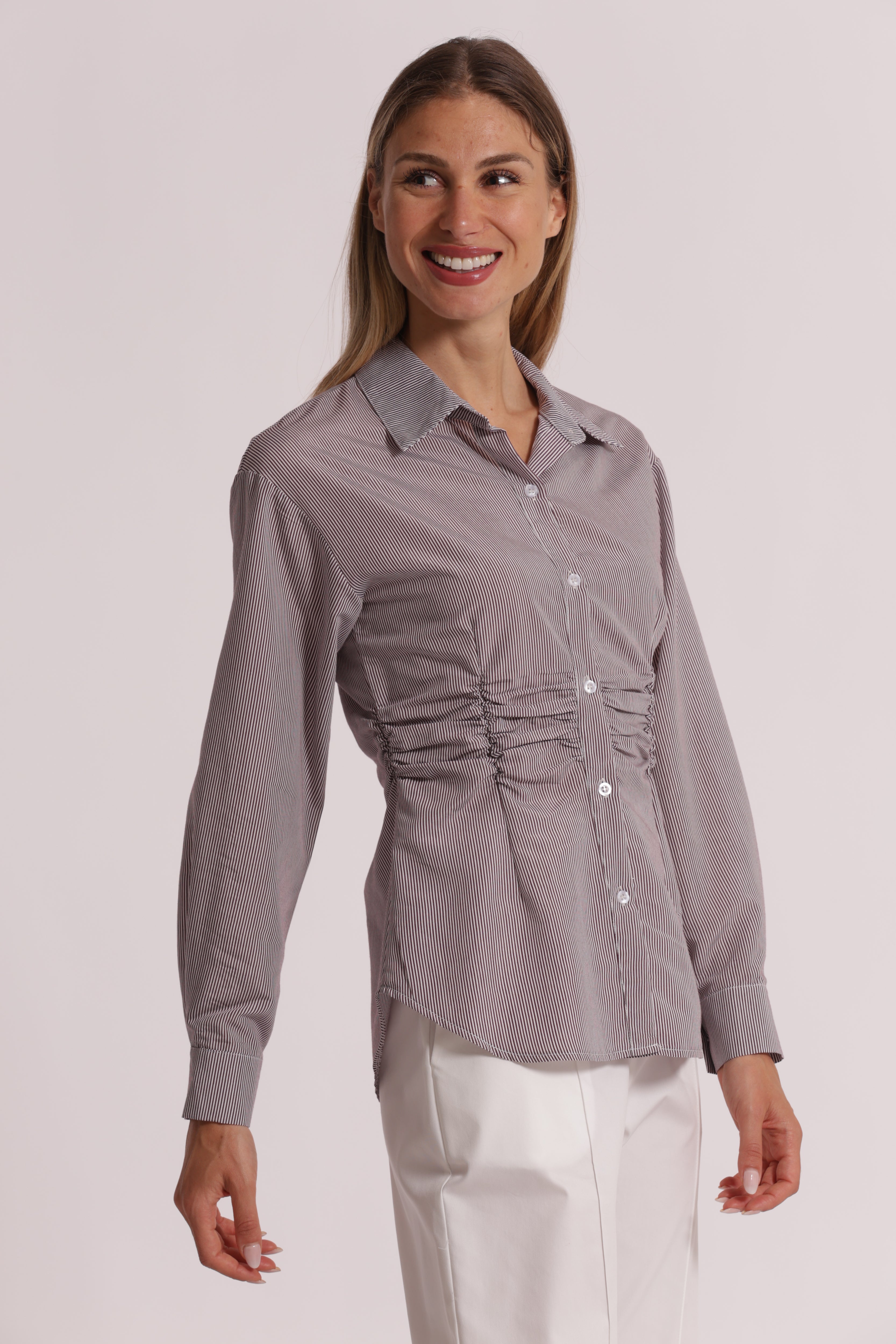 Mimi Mua Camicia Drappeggio Vita Bordeaux in Viscosa