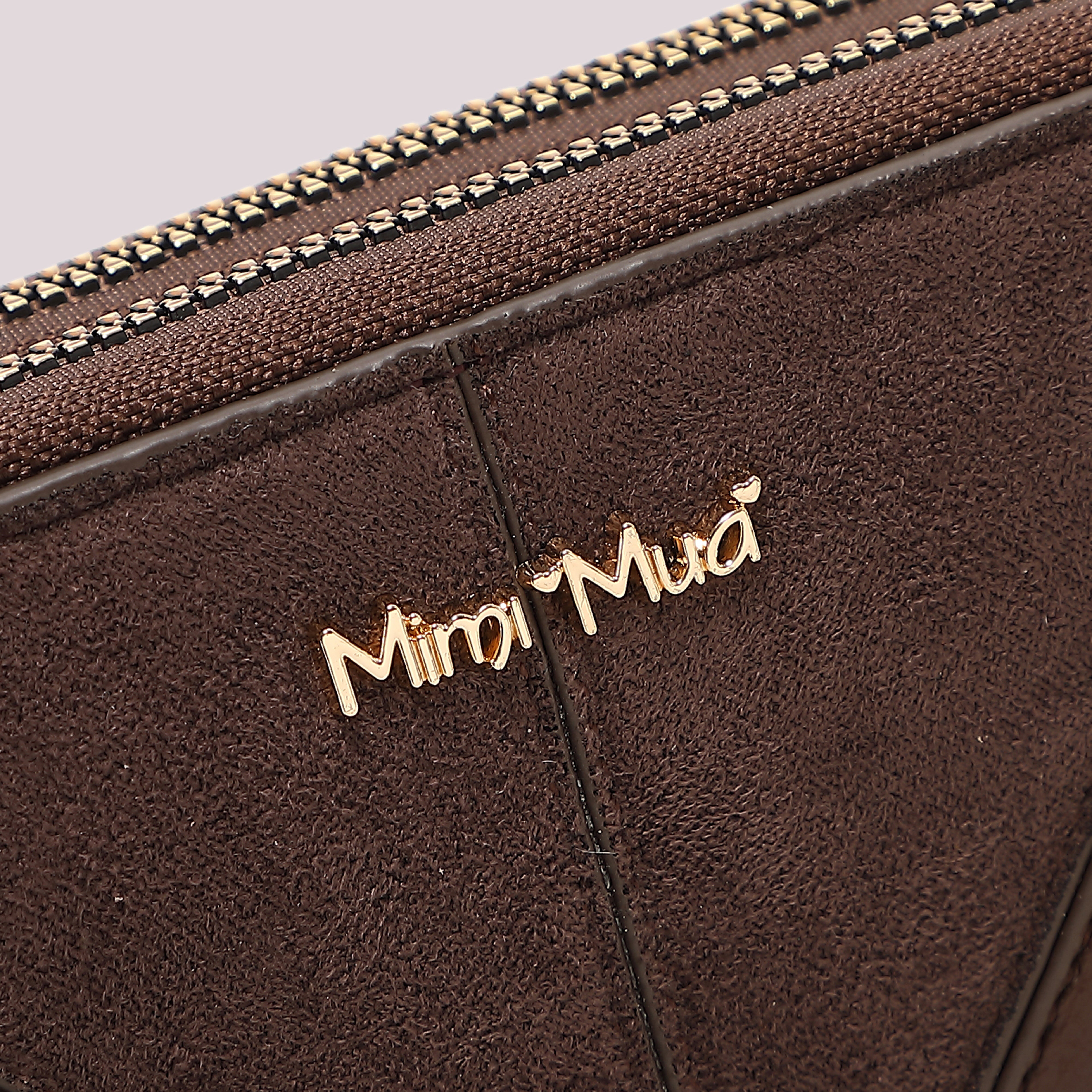 Mimi Mua Doppia Zip Camoscio portafoglio medio nero