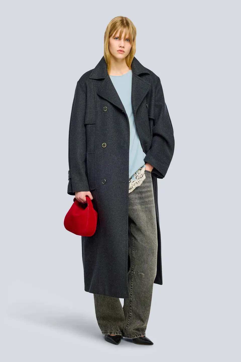 Semicouture Madelaine Y6WV62 trench grigio panno
