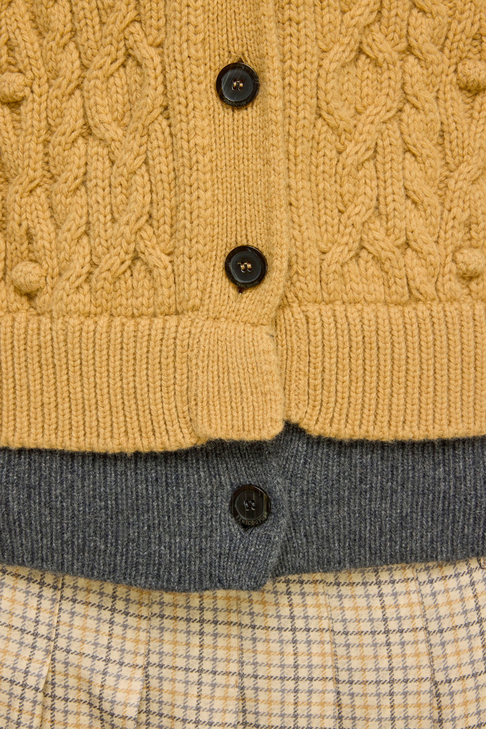 Semicouture Jane cardigan cammello-grigio trecce