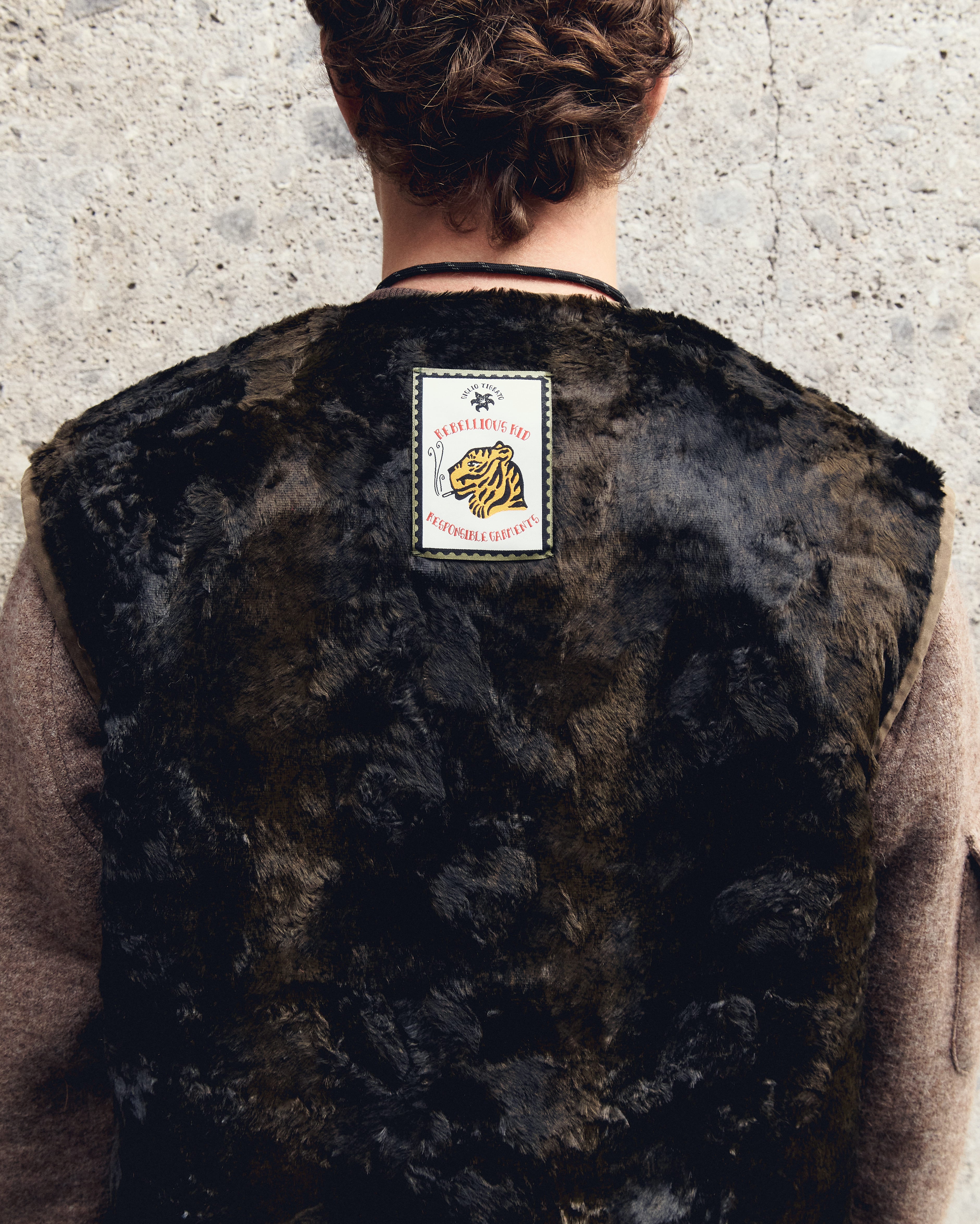 GiglioTigrato Denali gilet reversibile lana marrone
