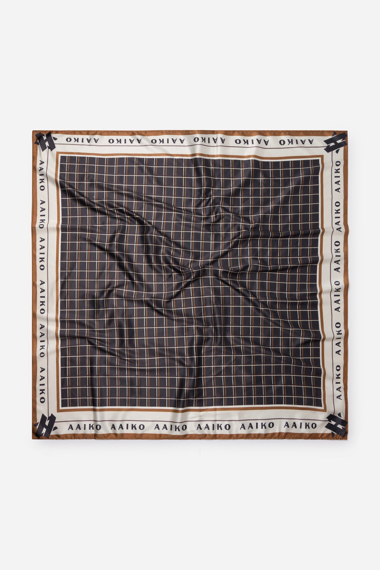 Aaiko foulard marrone scuro a quadri quadrato