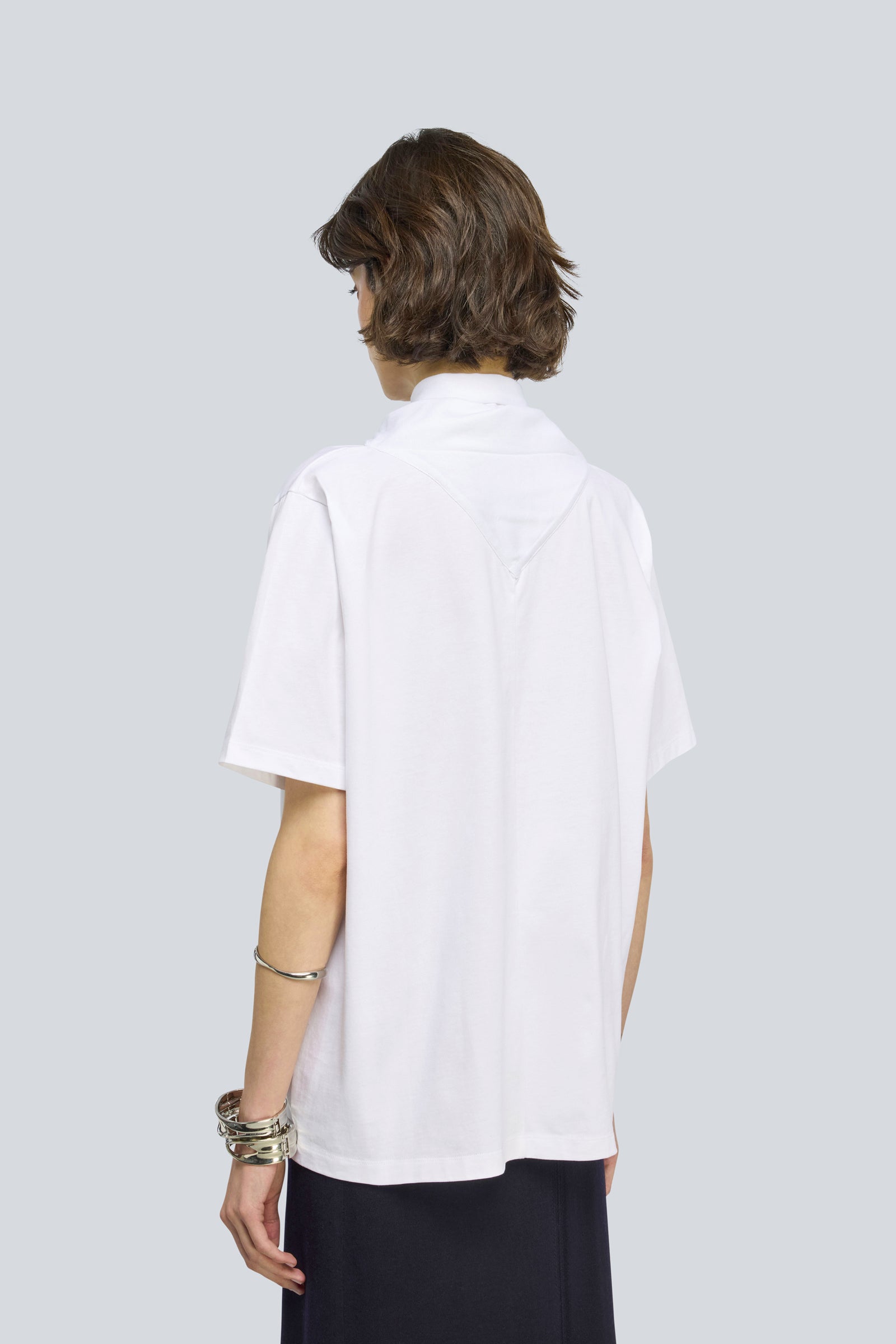 Semicouture Chonise t-shirt bianca cotone sciarpa