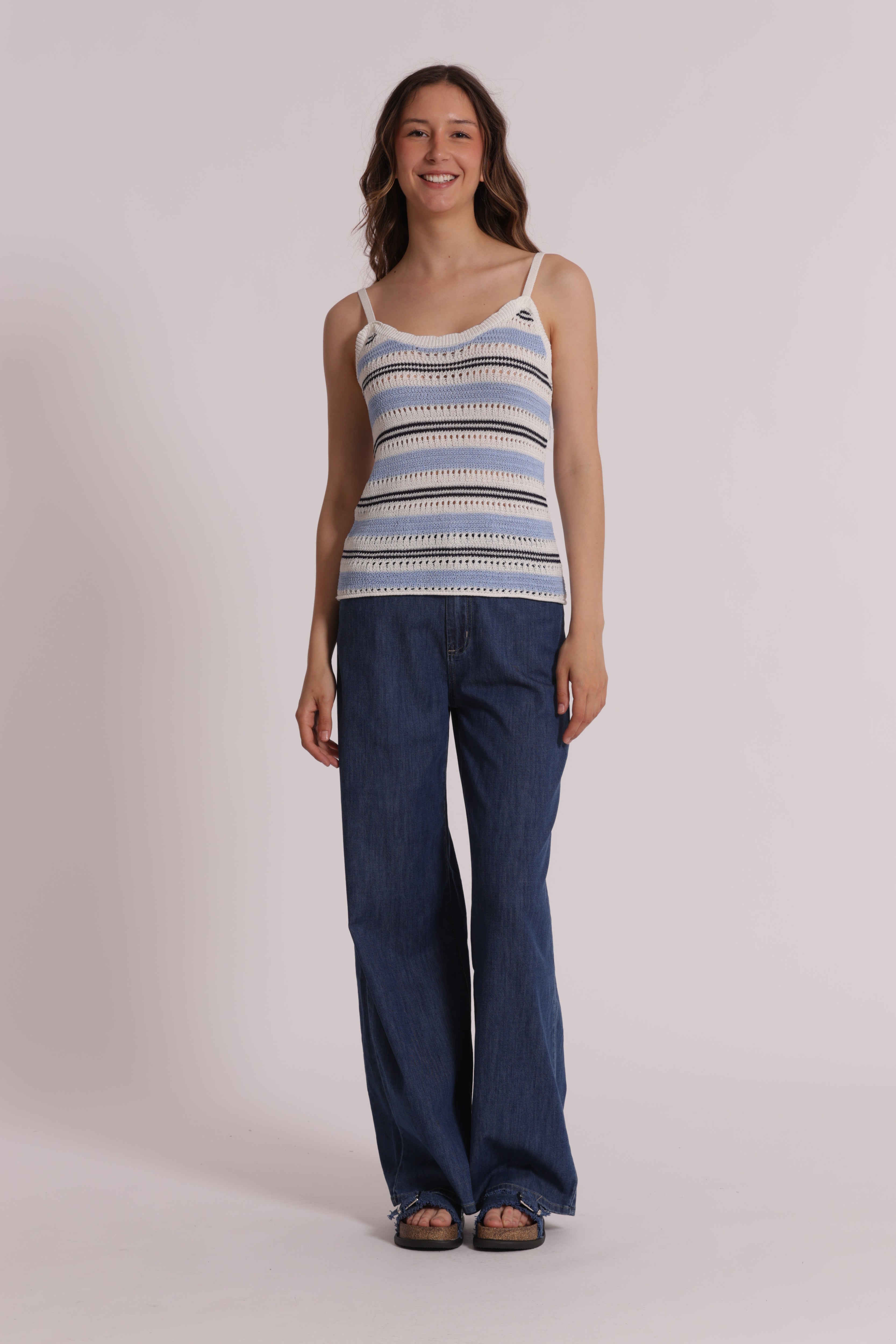 Mimi Mua Jeans Palazzo jeans blu chiaro elastico