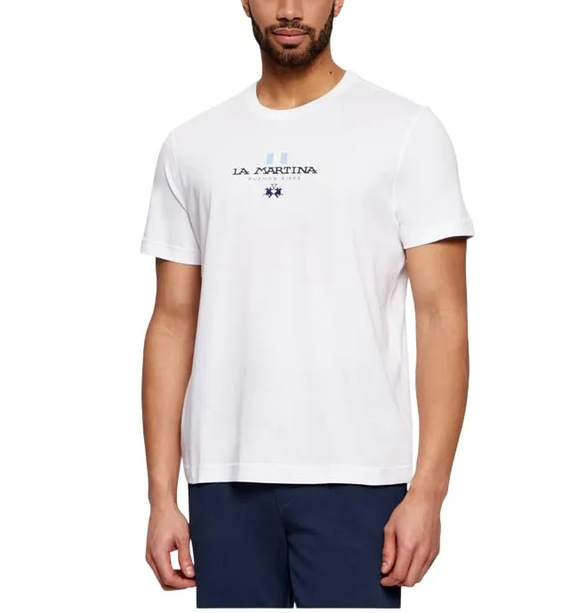 La Martina MCR304 JS388 t-shirt uomo cotone bianco
