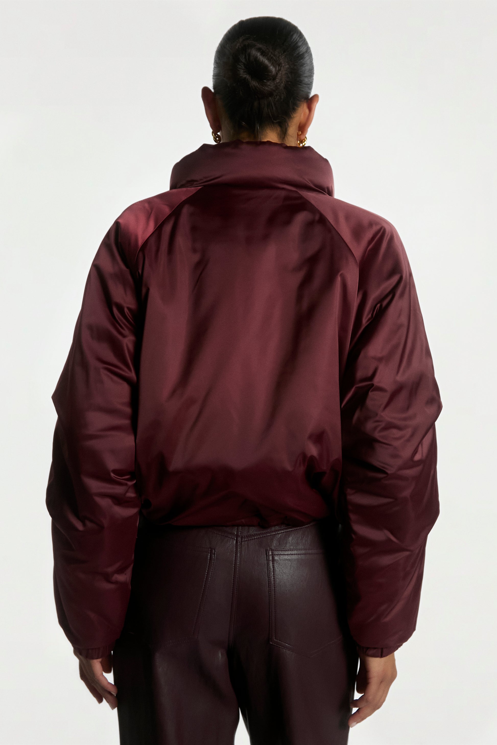 Aaiko Rosaline giacca cropped merlot con zip