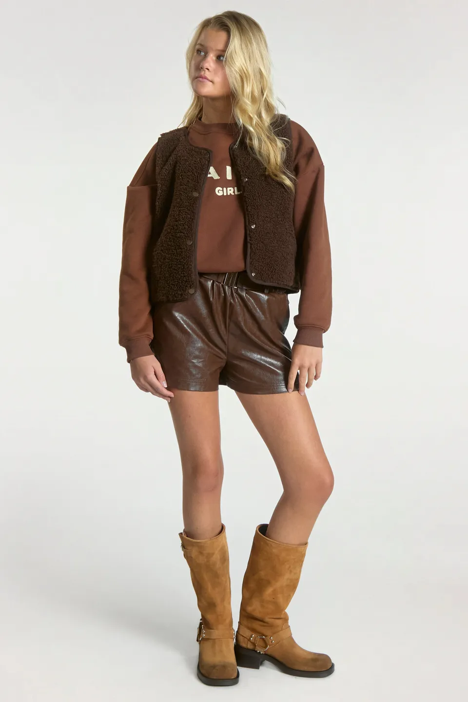 Aaiko Rikki shorts marrone ecopelle con cintura