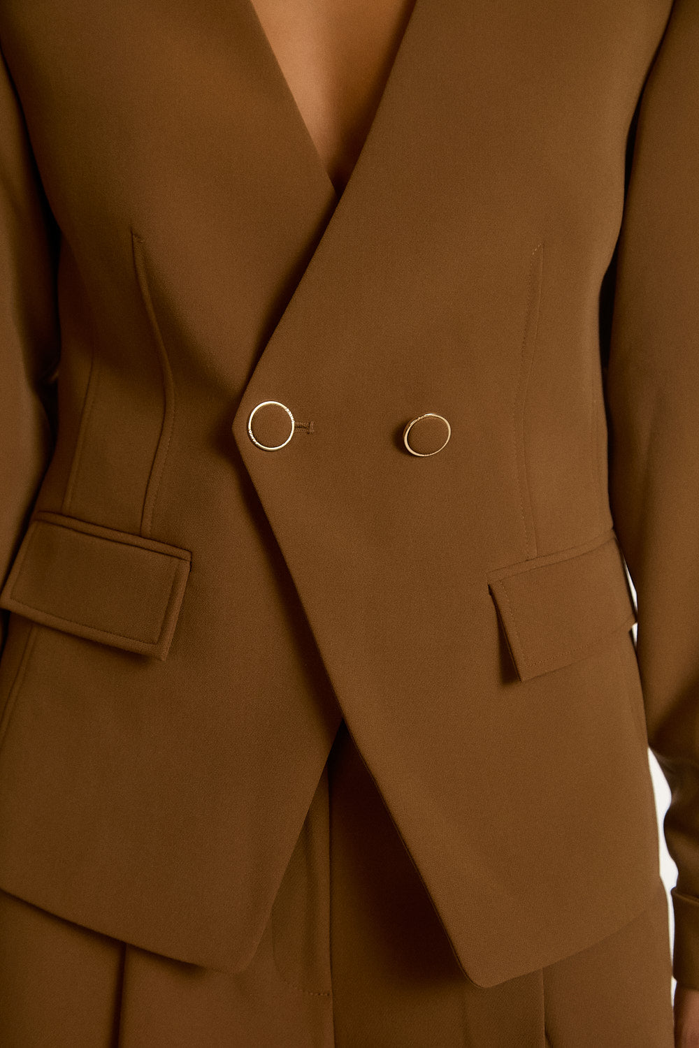 Aaiko Kayla blazer doppiopetto marrone scollo V