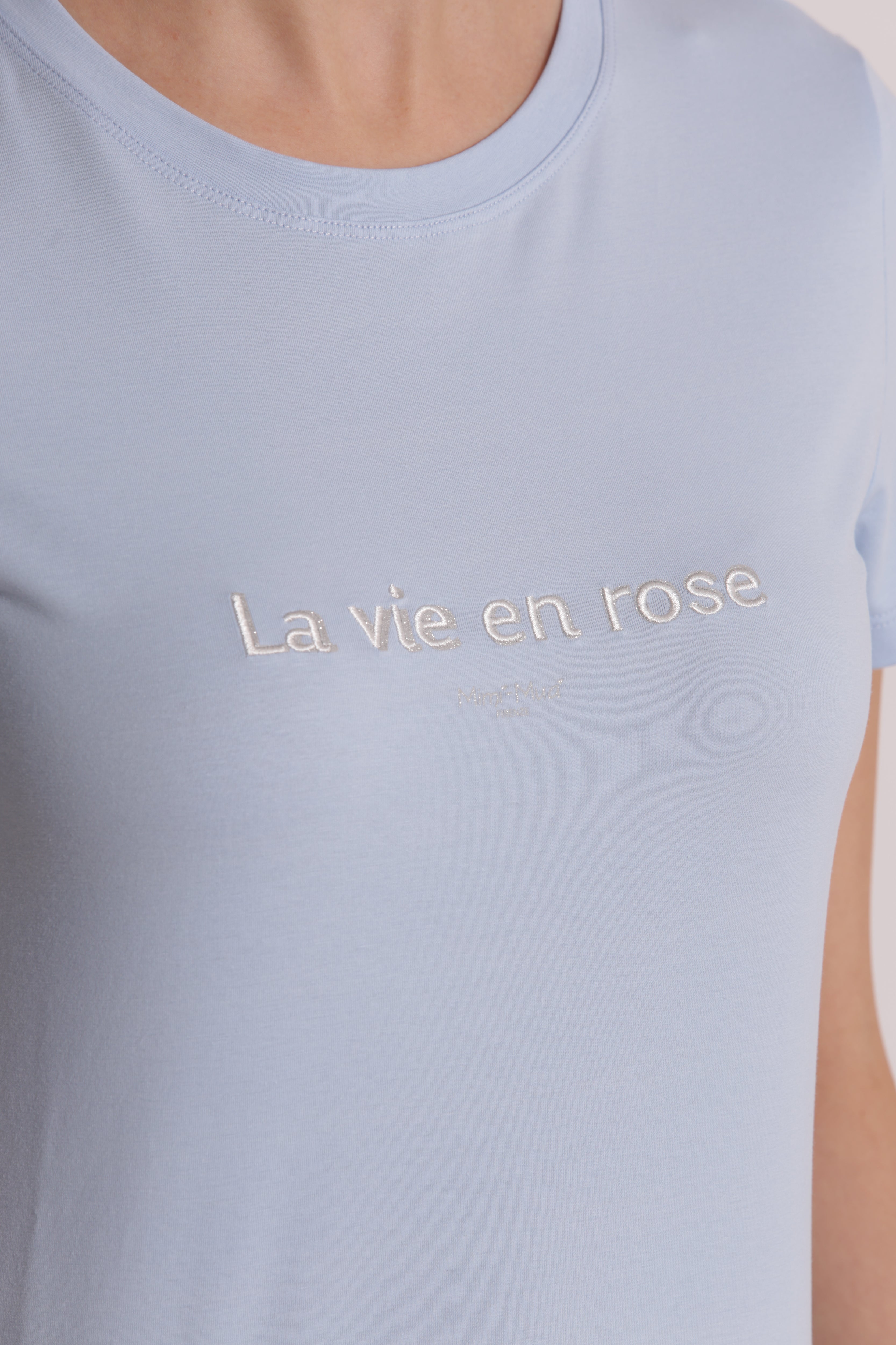 Mimi Mua T-Shirt La Vie en Rose Ricamata Bianco