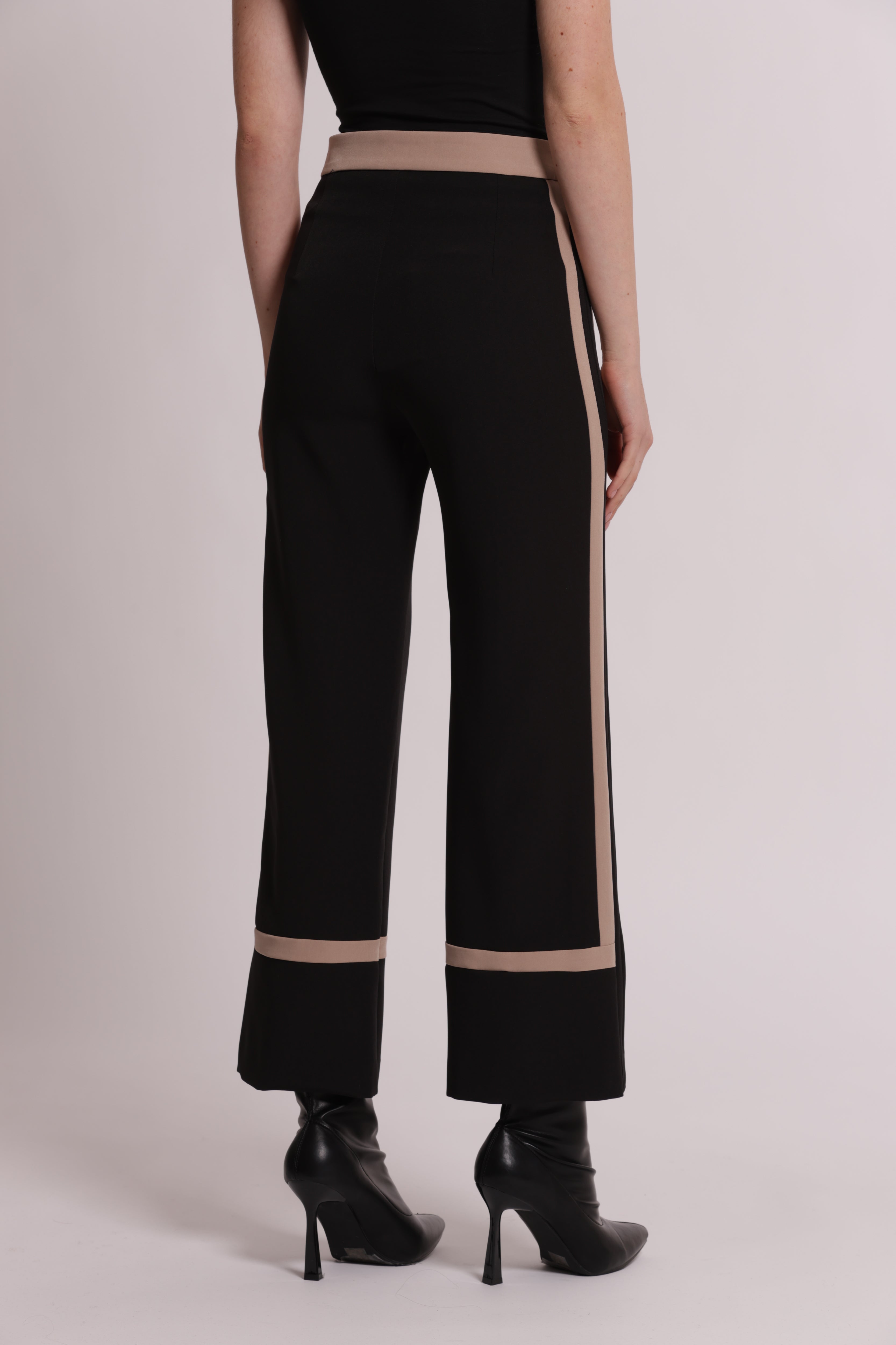 Mimi Mua pantalone bicolor tessuto tecnico nero beige