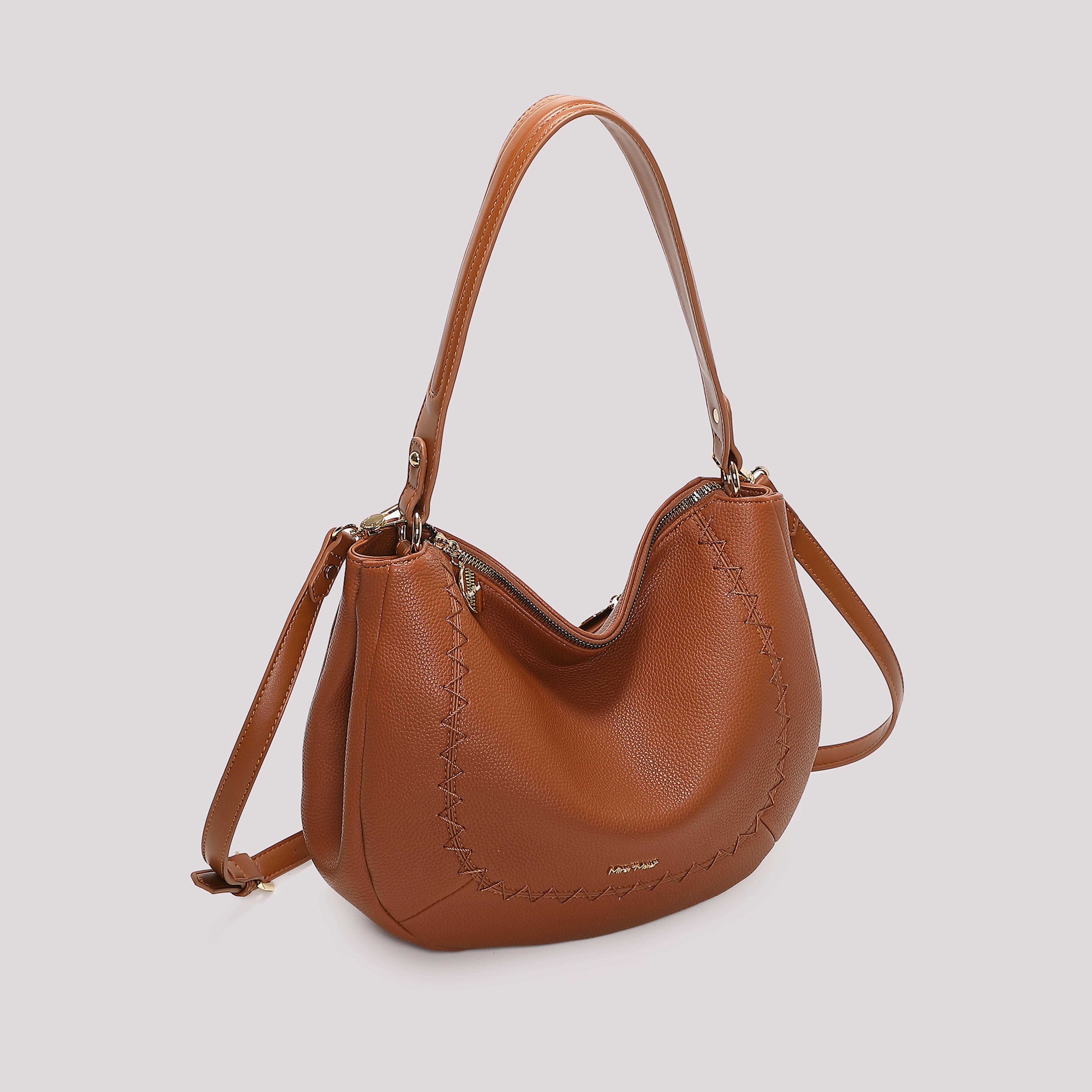 Mimi Mua Borsa Spalla Cuciture Vista Nera 28cm