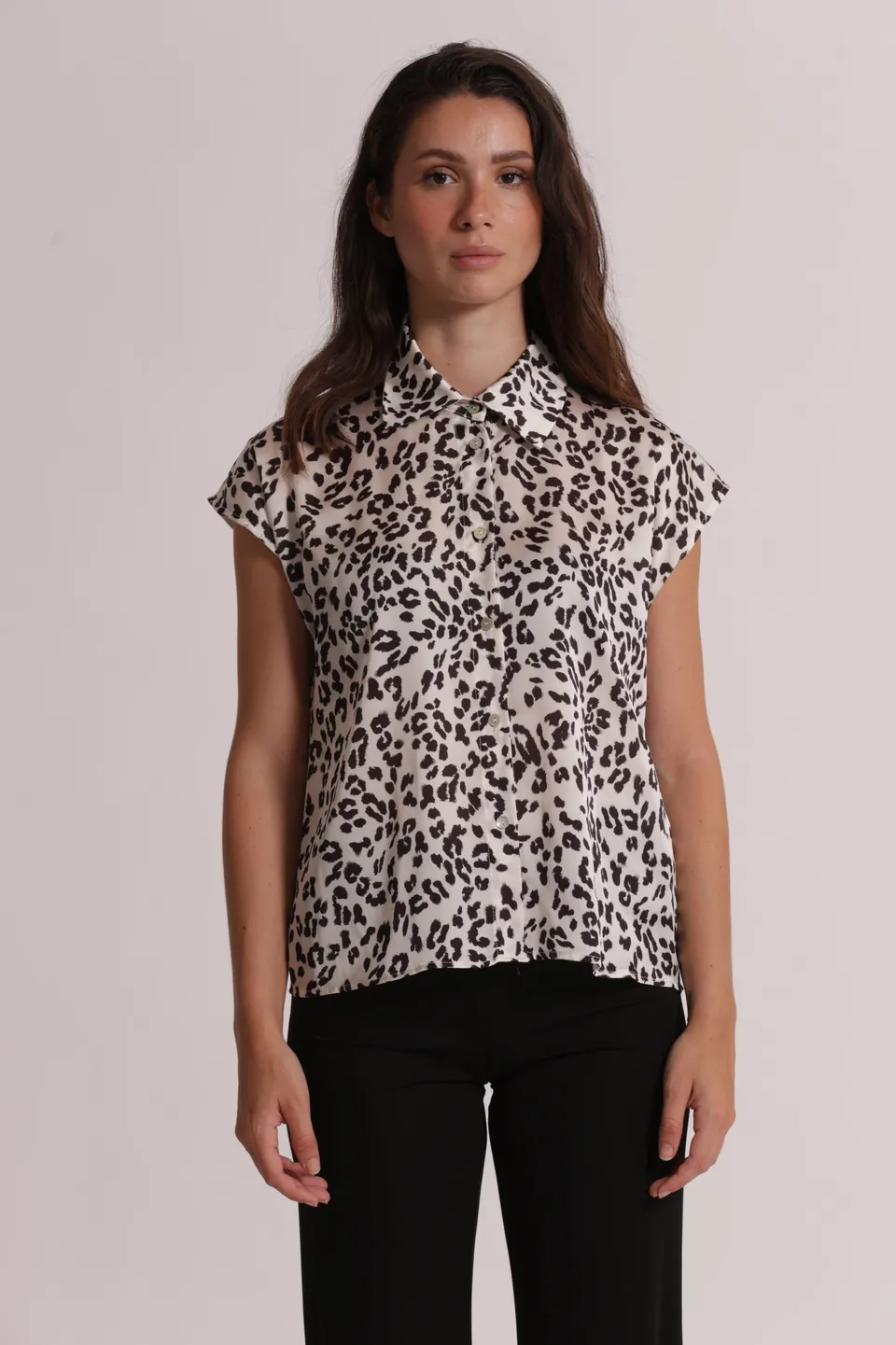 Mimi Mua camicia maniche corte animalier rosa