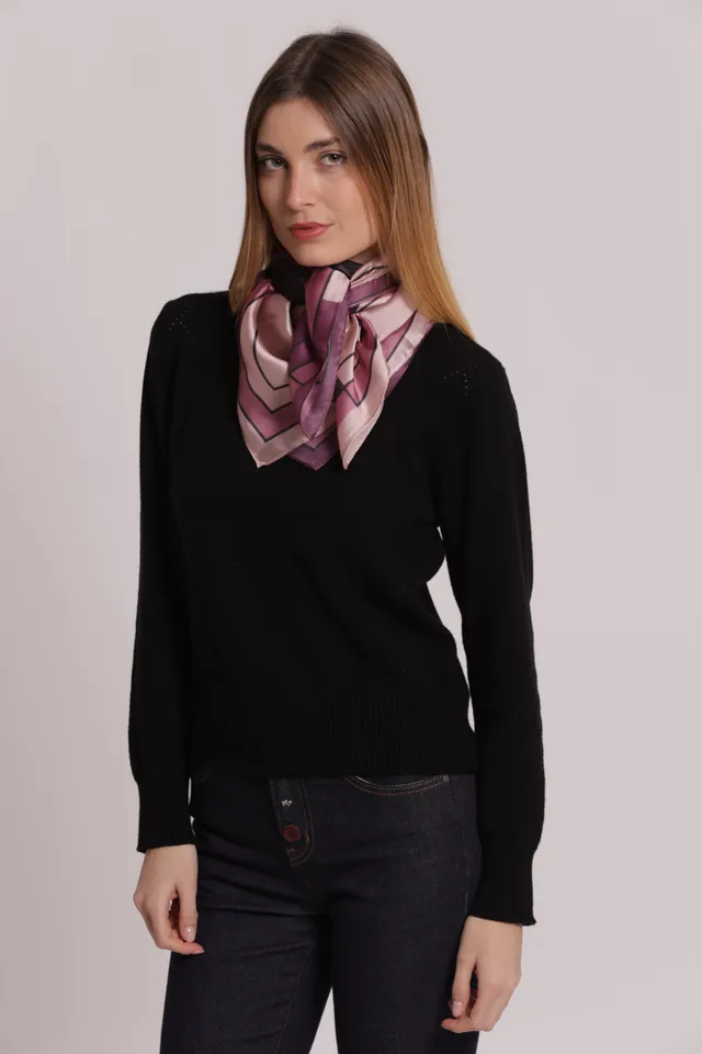 Mimi Mua Foulard Foglia Obliqua 90x90 Nero