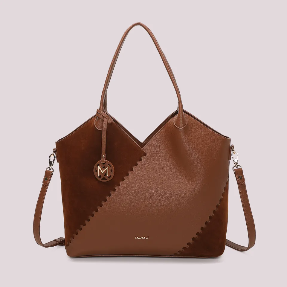 Mimi Mua Shopping Patch Diagonale Effetto Camoscio Cuoio