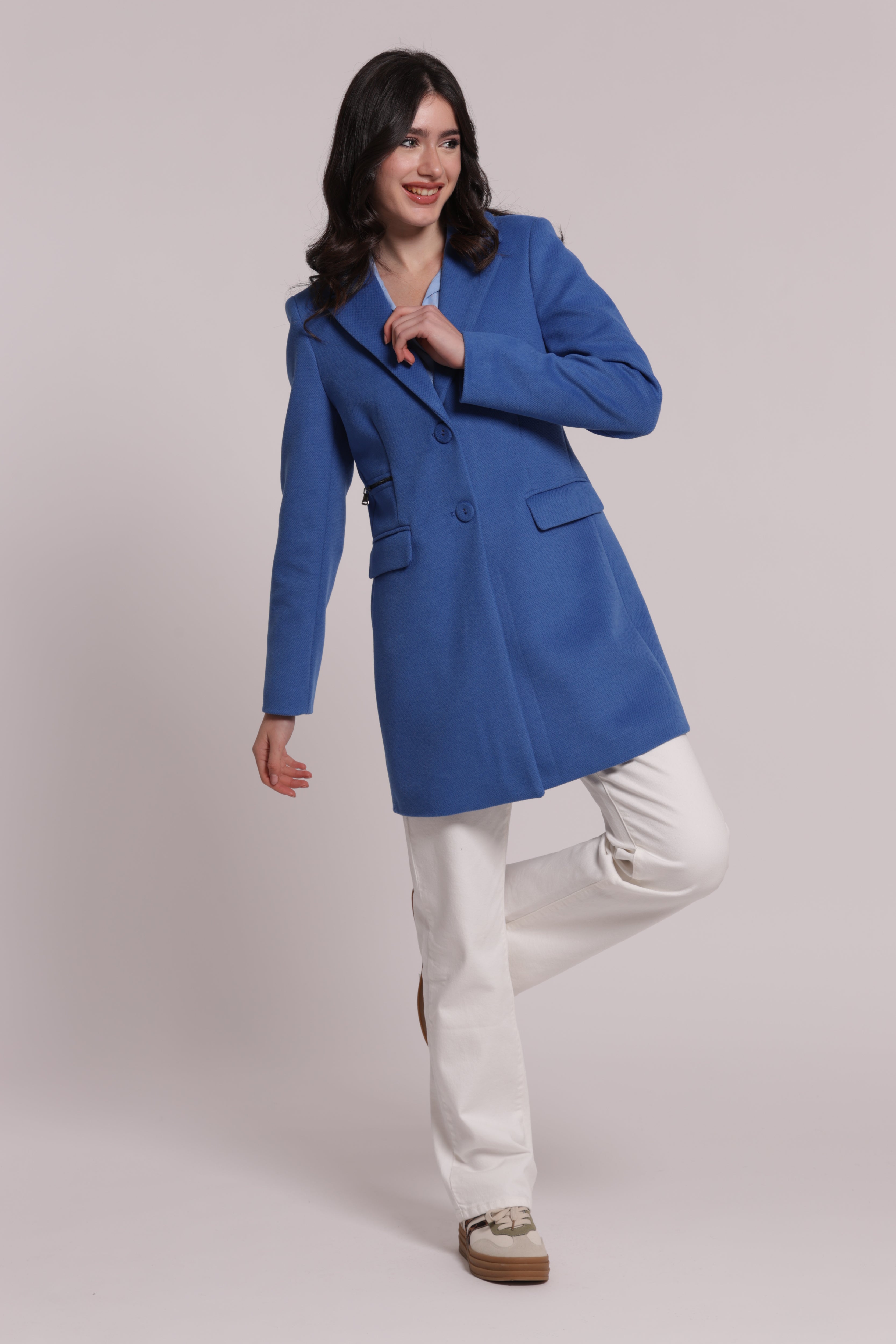 Mimi Mua Cappotto Baronetto con Zip Nero