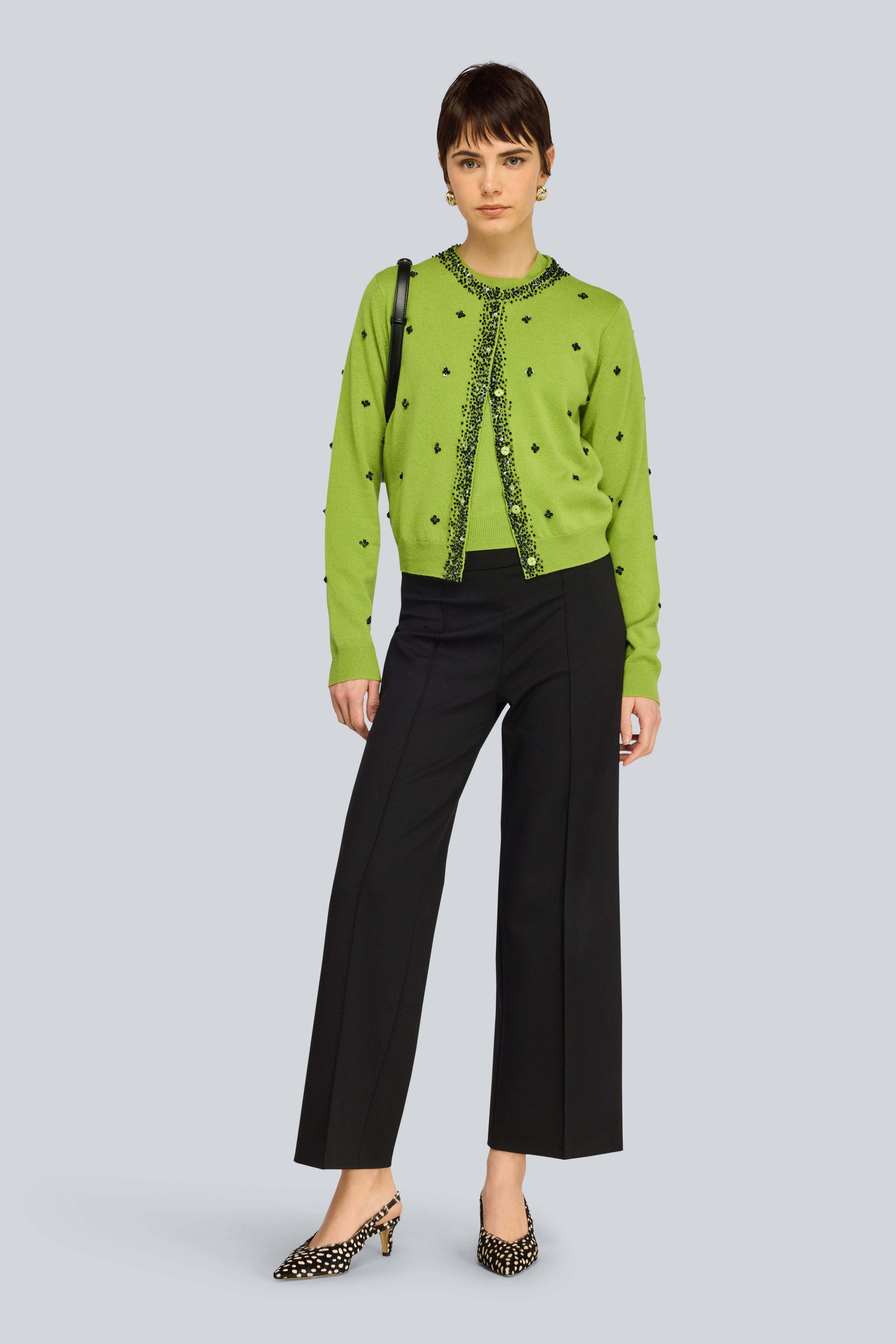 Semicouture Chelsea cardigan cashmere avocado ricami