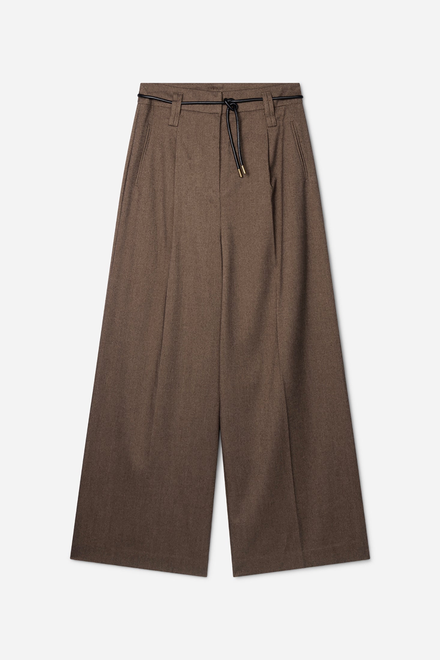 Aaiko Hailey pantaloni tweed marrone gamba larga