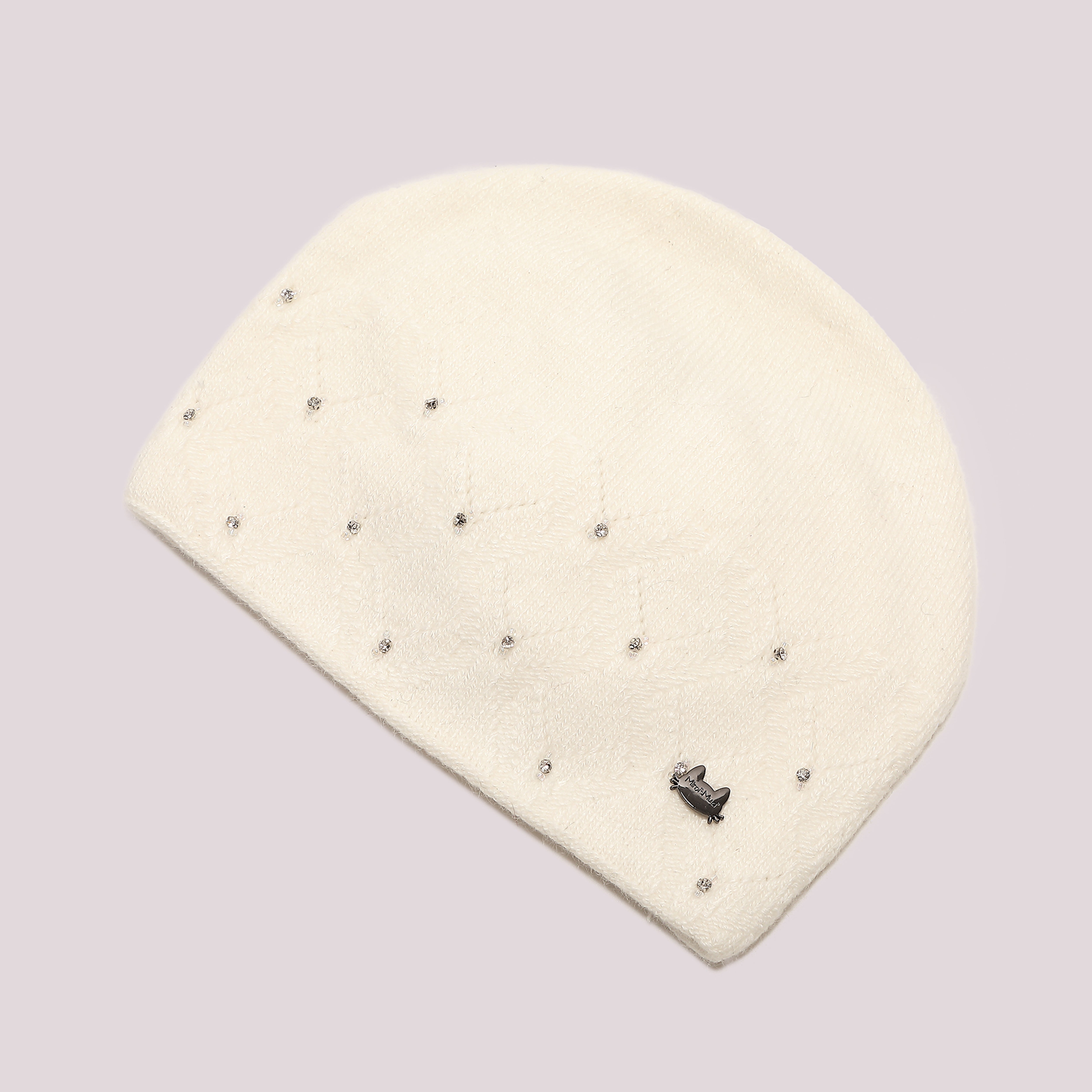 Mimi Mua Berretto Borchiette Strass Bianco cappello