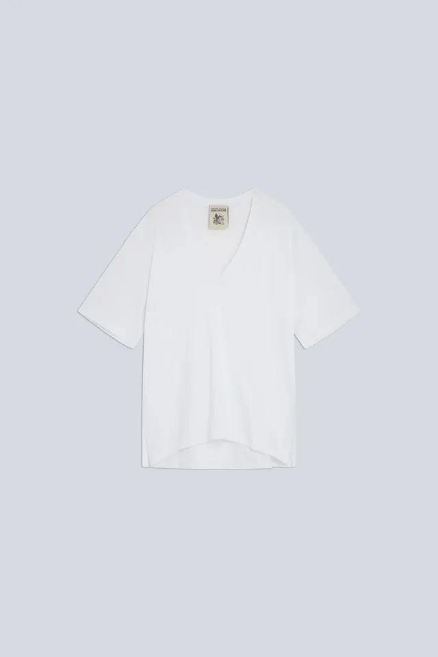 Semicouture Jasmine t-shirt scollo V bianco jersey