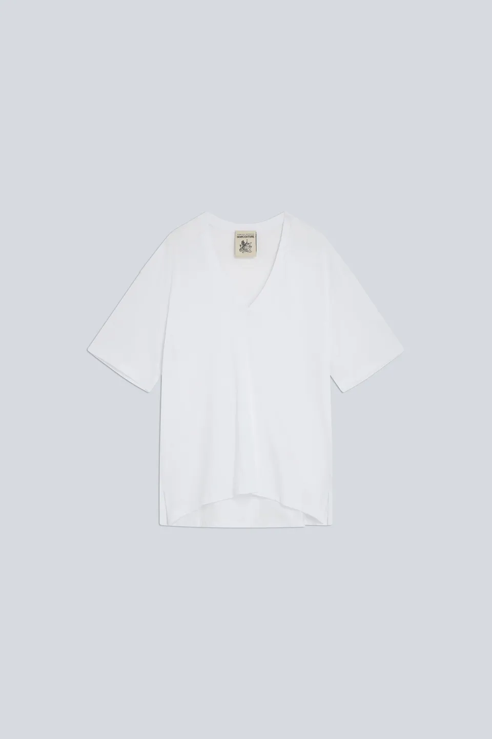 Semicouture Jasmine t-shirt scollo V bianco jersey