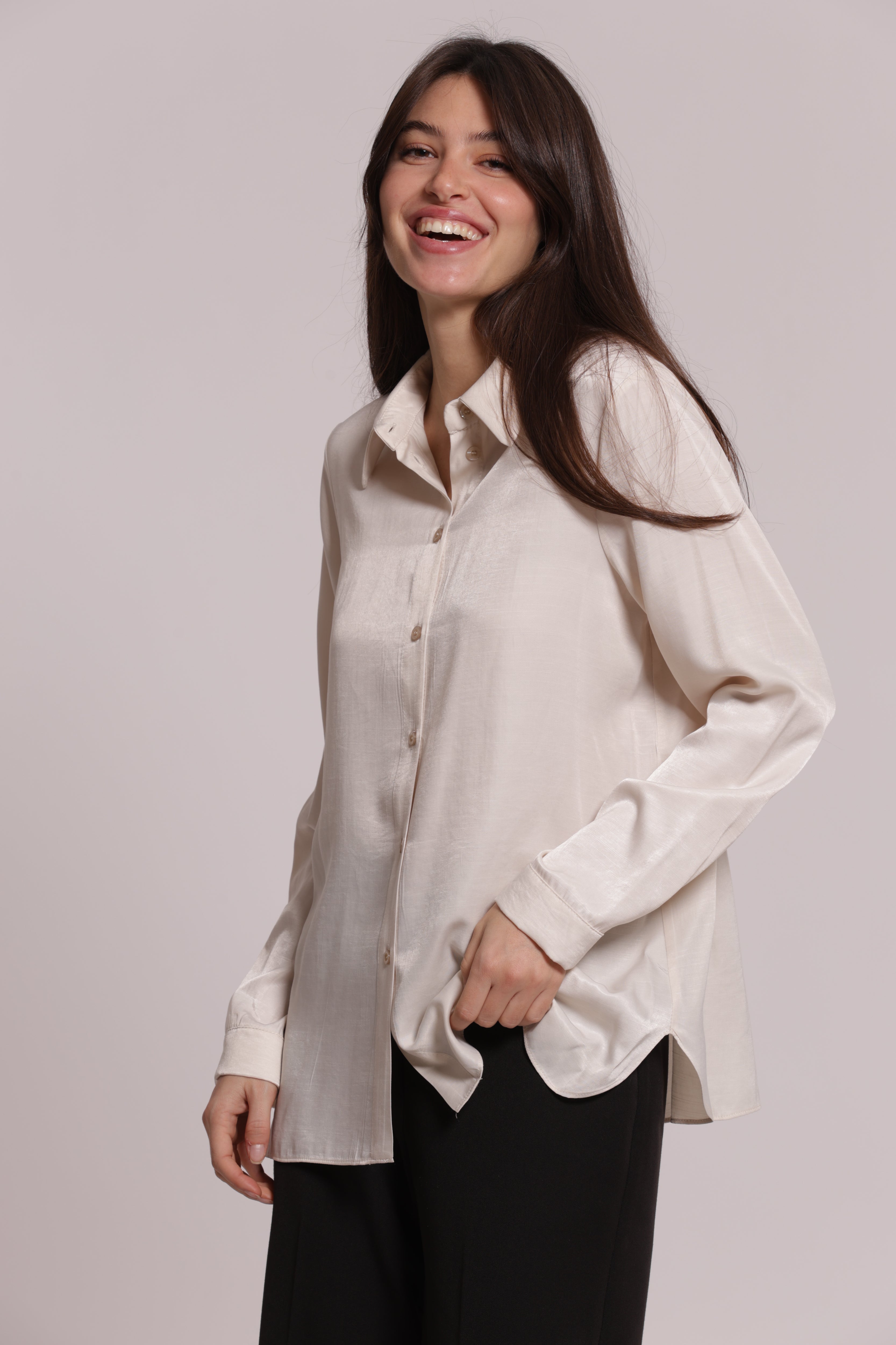 Mimi Mua Camicia Uomo Mano Seta viscosa nera