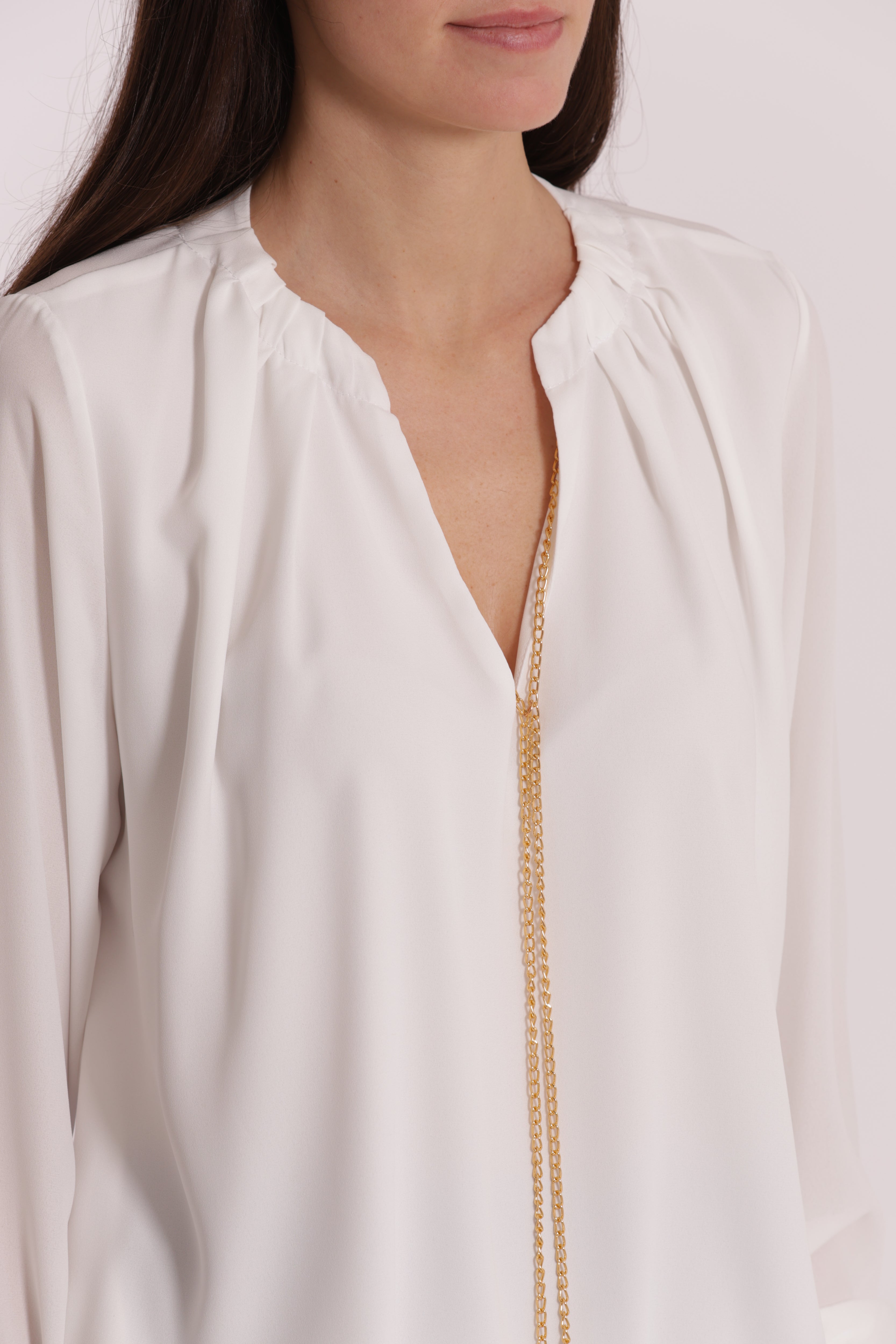 Mimi Mua Dettaglio Catena Removibile Blusa Bianco Poliestere