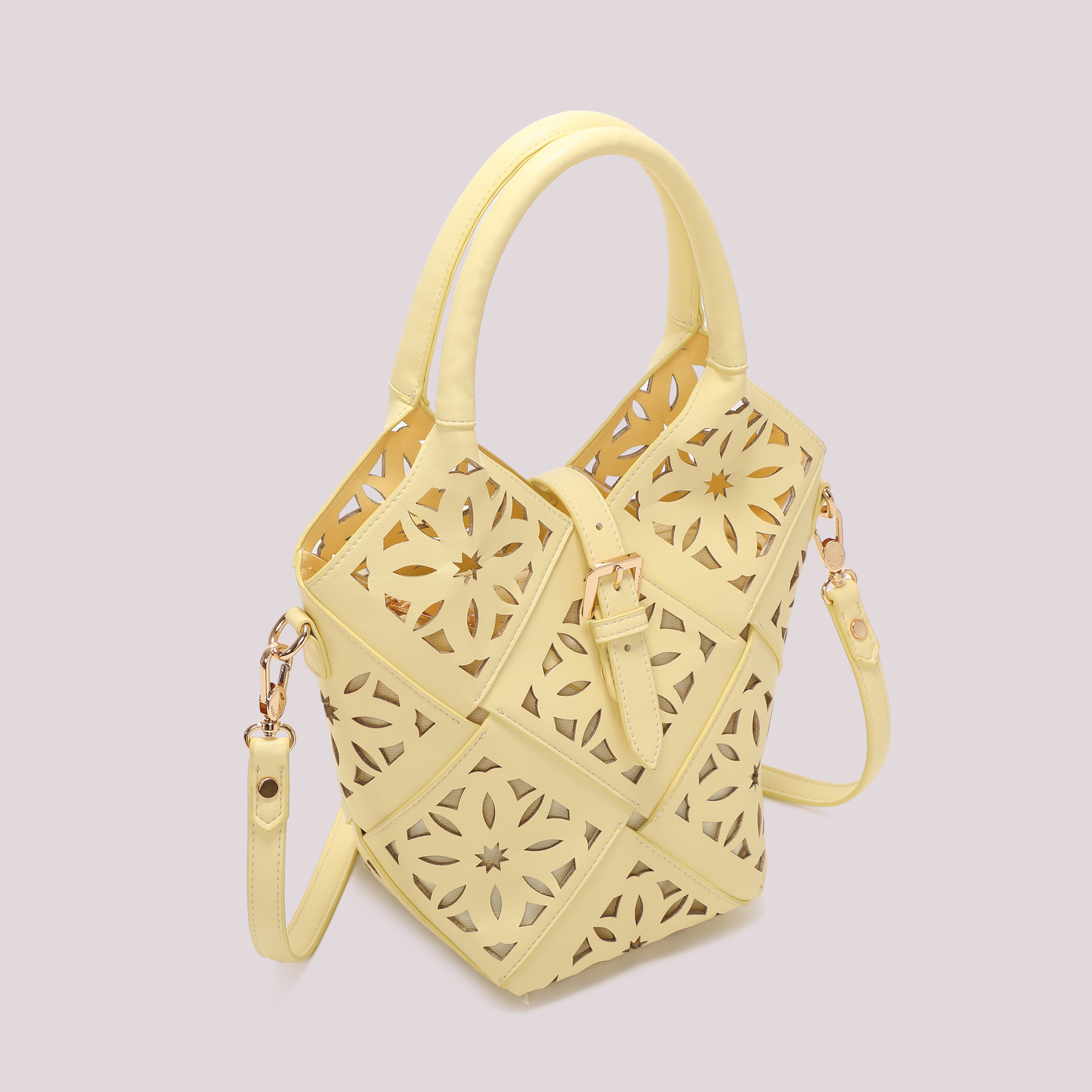 Mimi Mua Tracolla Motivo Traforato Borsa Bianca 26 cm