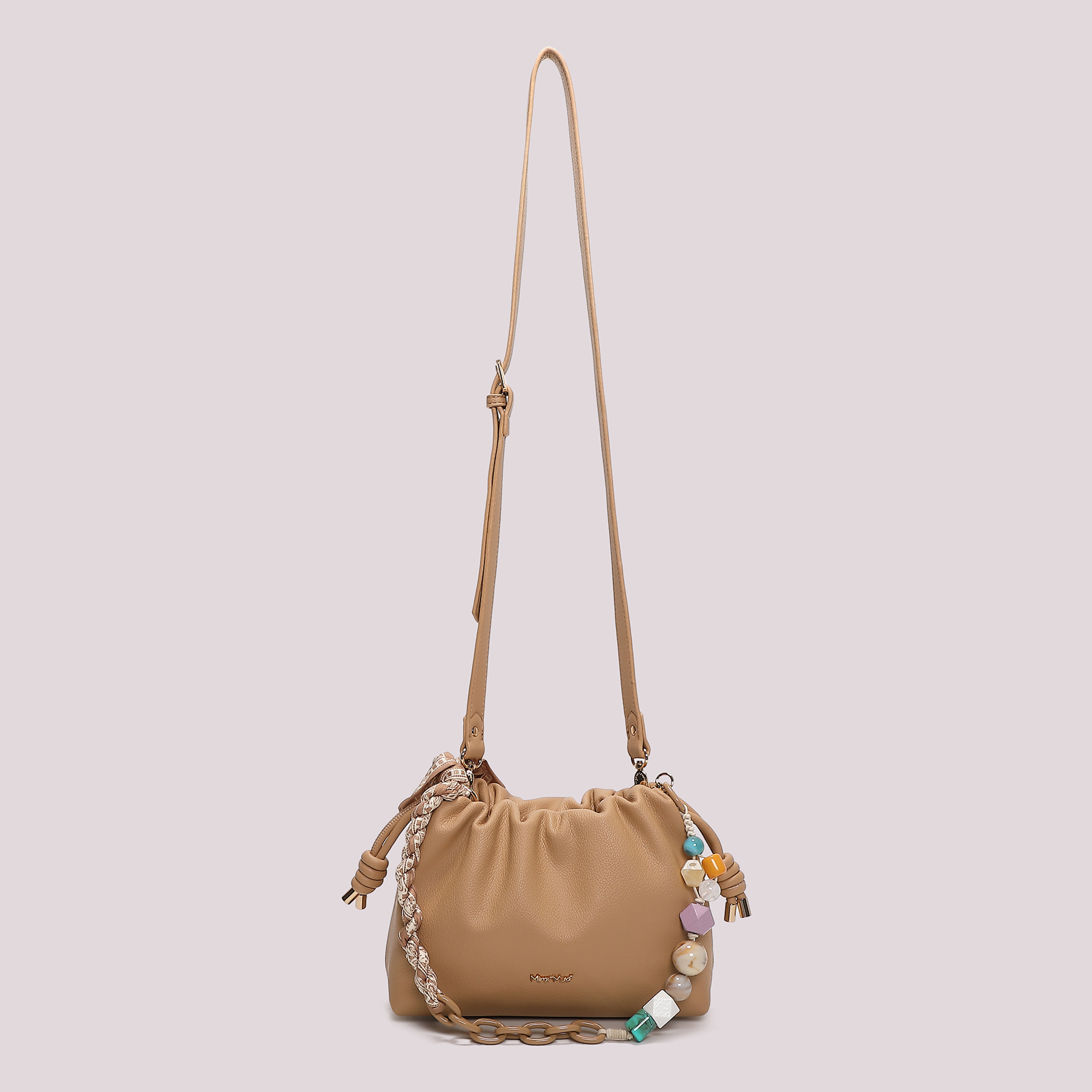 Mimi Mua Tracolla con Foulard borsa a tracolla ecopelle panna