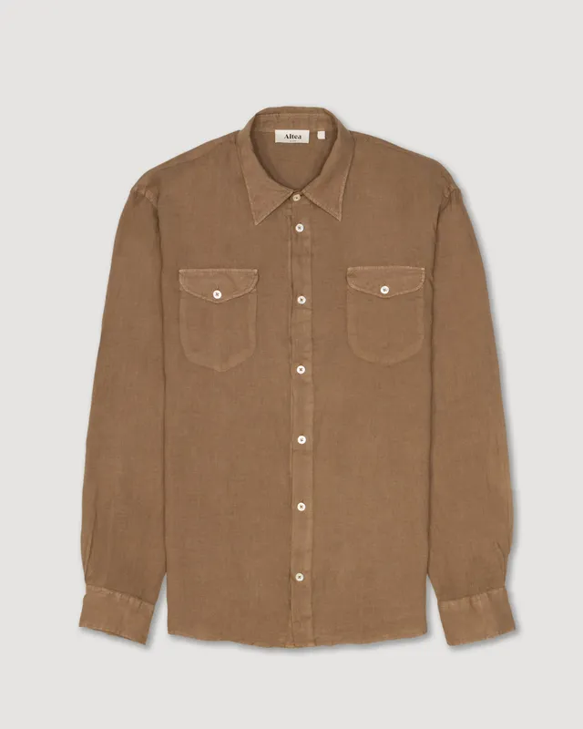 Altea Dallas camicia cammello lino over