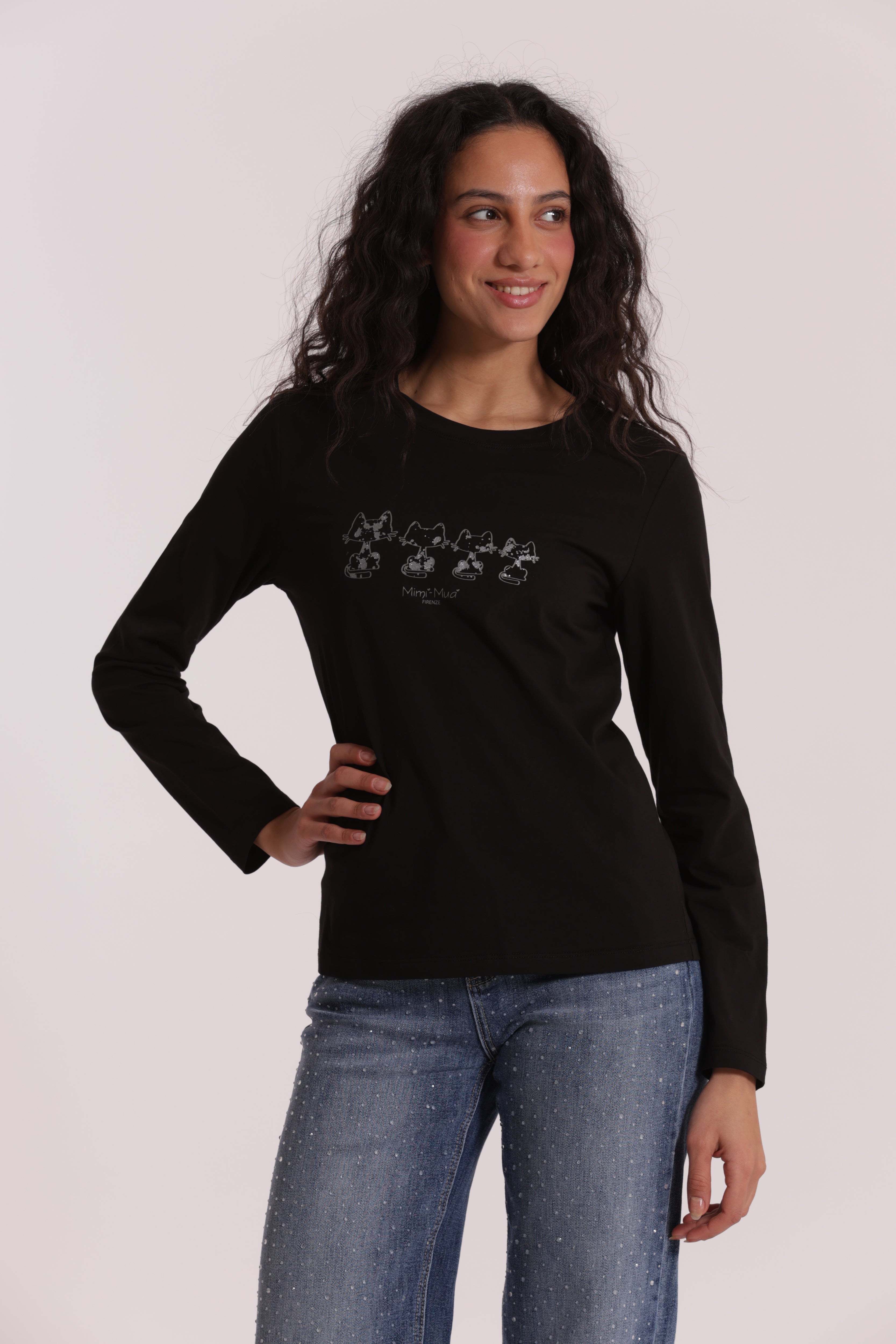 Mimi Mua t-shirt gatti matriosca nera