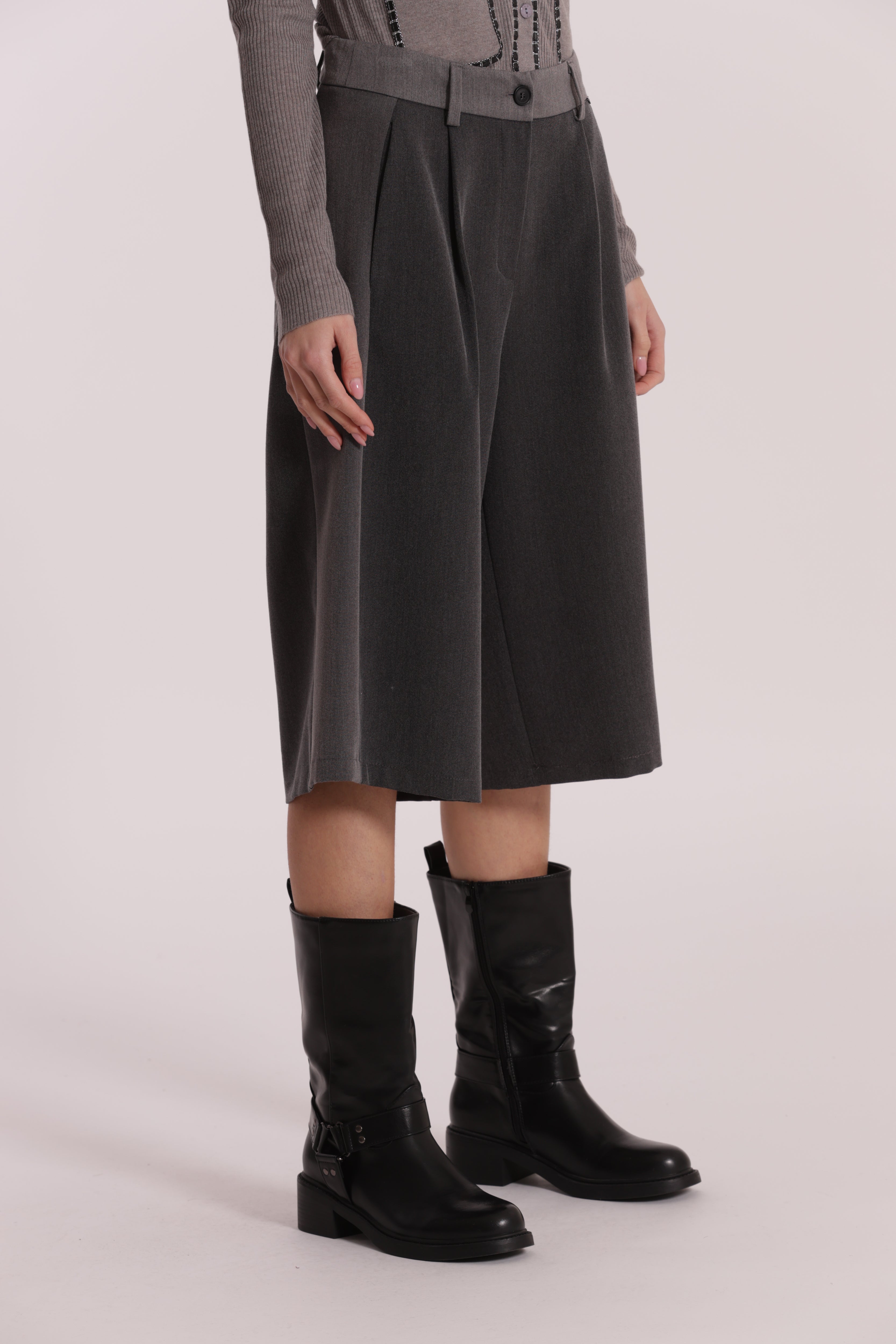 Mimi Mua Pantalone Bermuda Color Block grigio blu