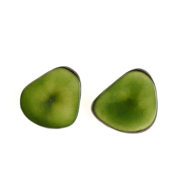 On Earth Dama orecchini tagua verde h 2,5 cm