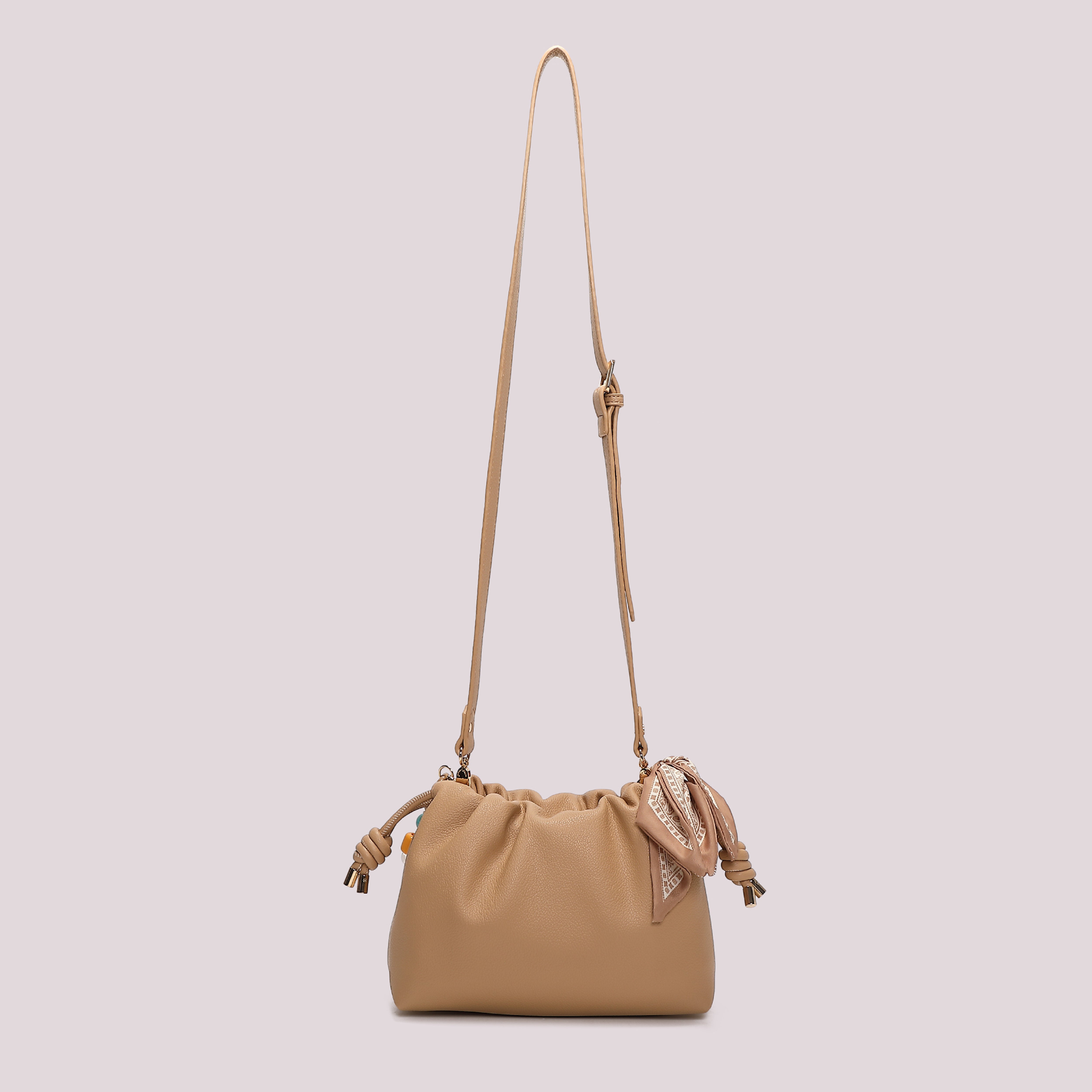Mimi Mua Tracolla con Foulard borsa a tracolla ecopelle panna