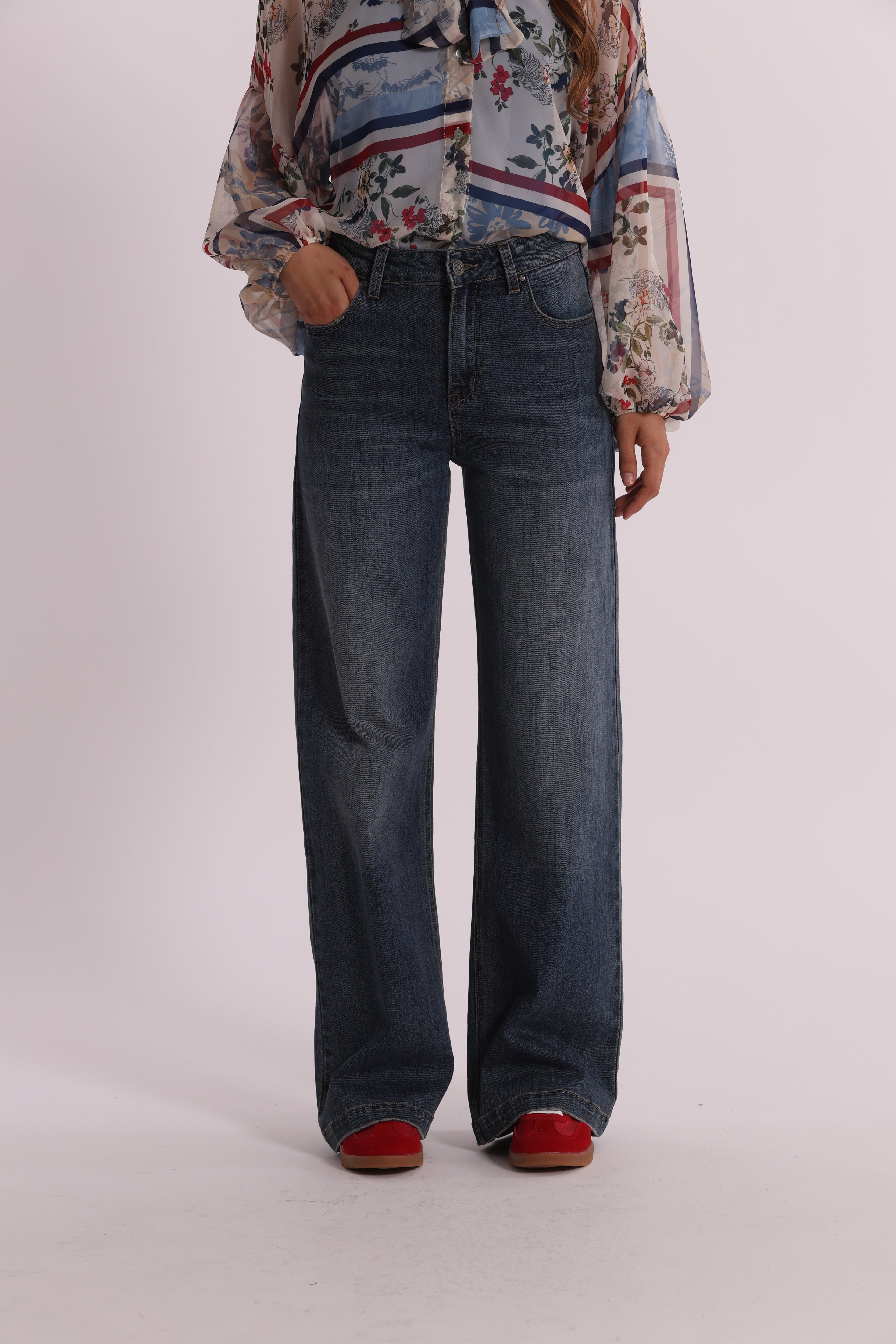 Mimi Mua Jeans Vita Alta jeans wide leg blu chiaro