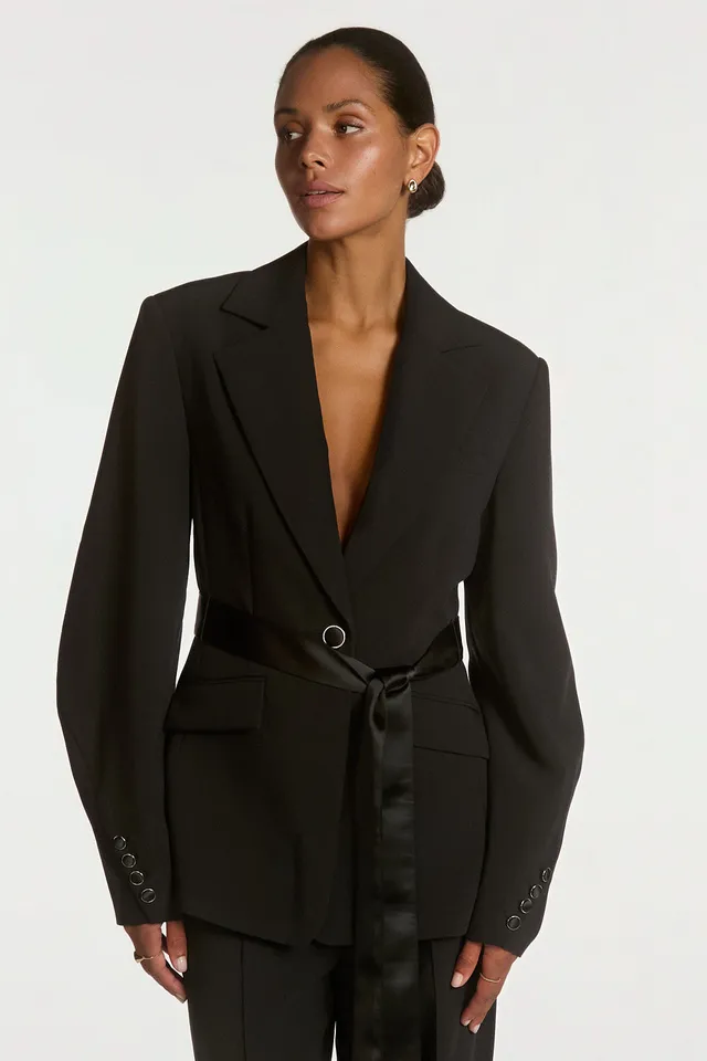 Aaiko Camille blazer nero cintura satin