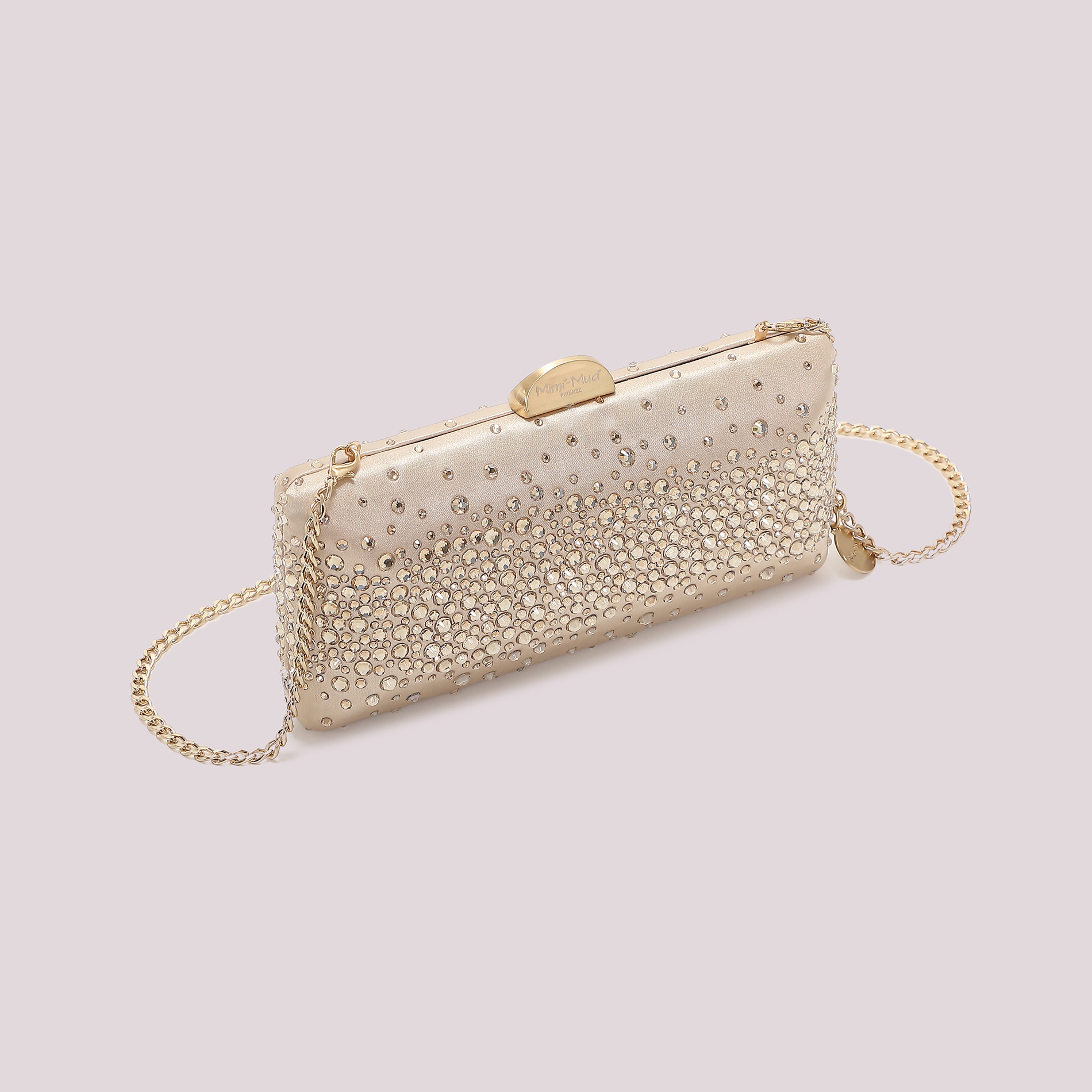 Mimi Mua Borsa Clutch Strass Sparsi Nero 21cm