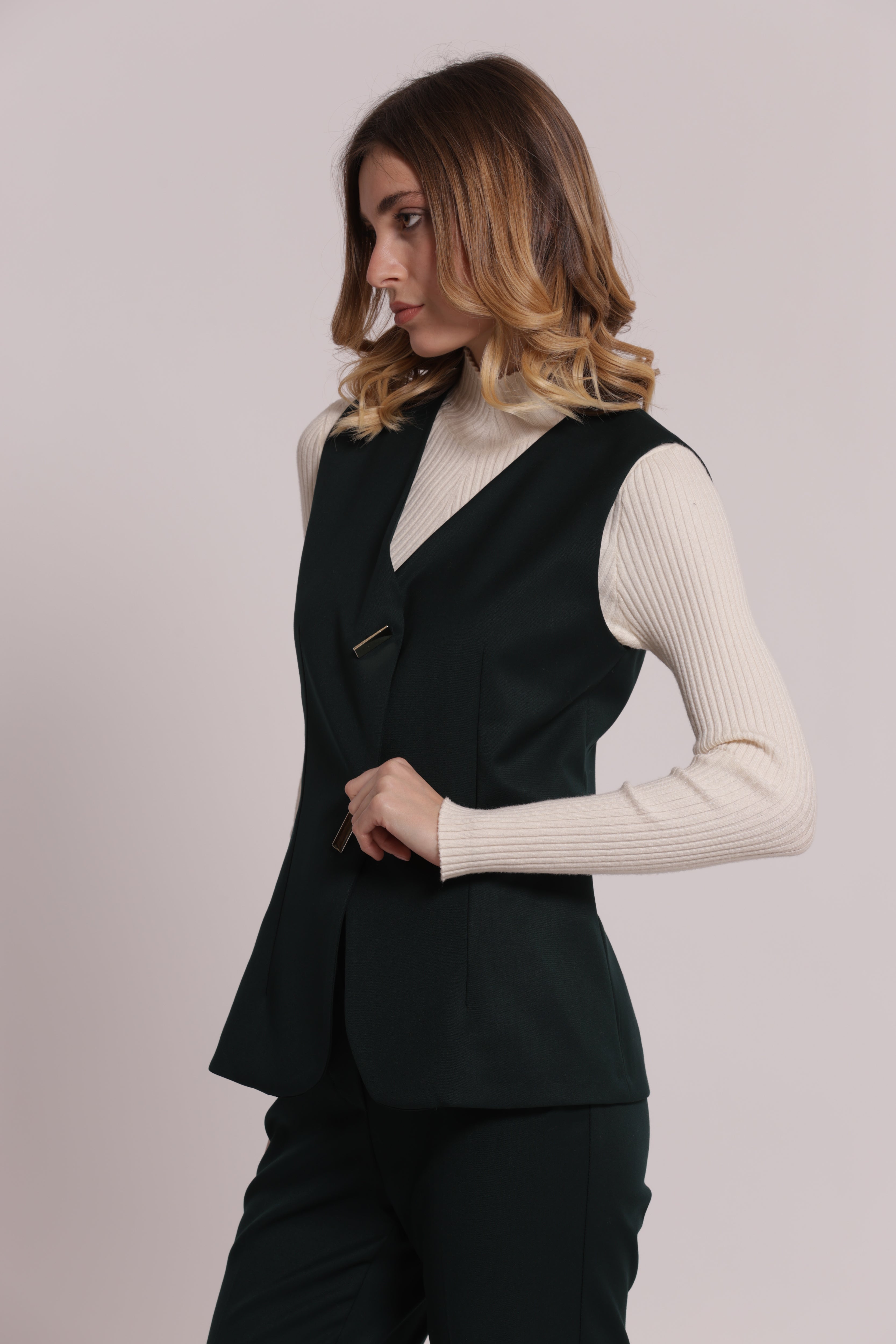 Mimi Mua Gilet con Bottoni Metallici nero