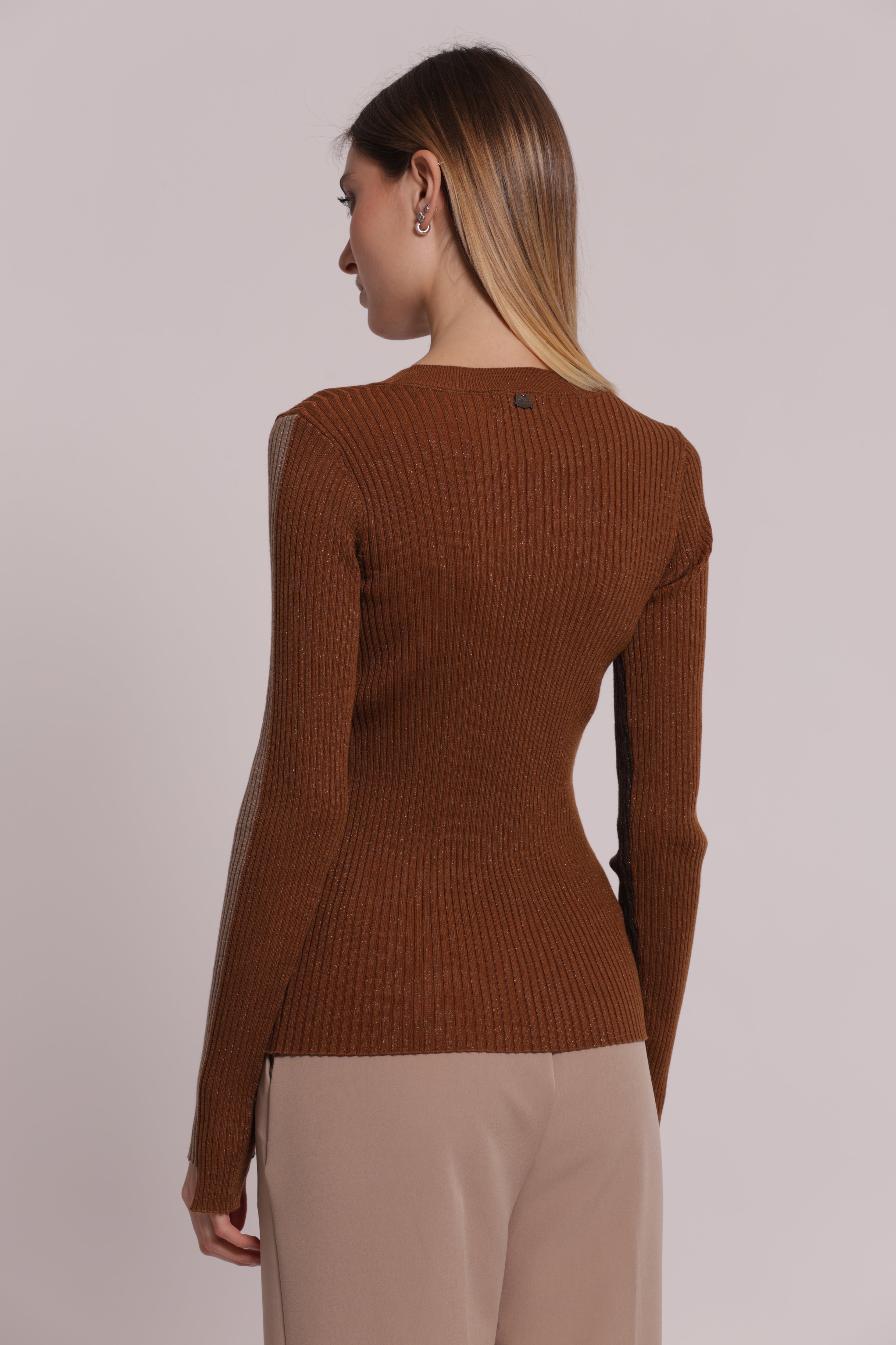 Mimi Mua Maglia Scollo Maniche Bicolor maglia lana