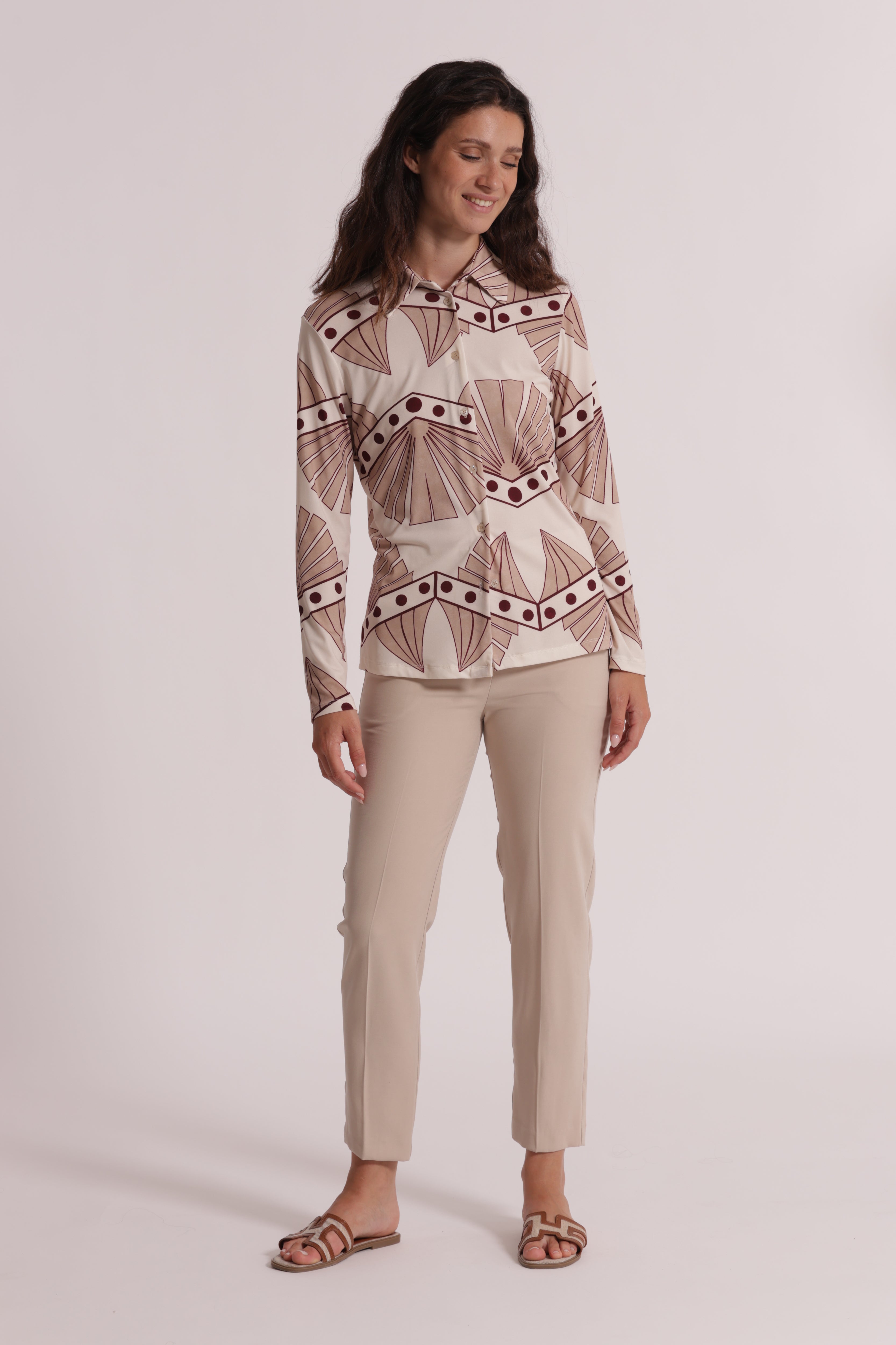 Mimi Mua Pantalone Sigaretta Elastico Dietro Panna