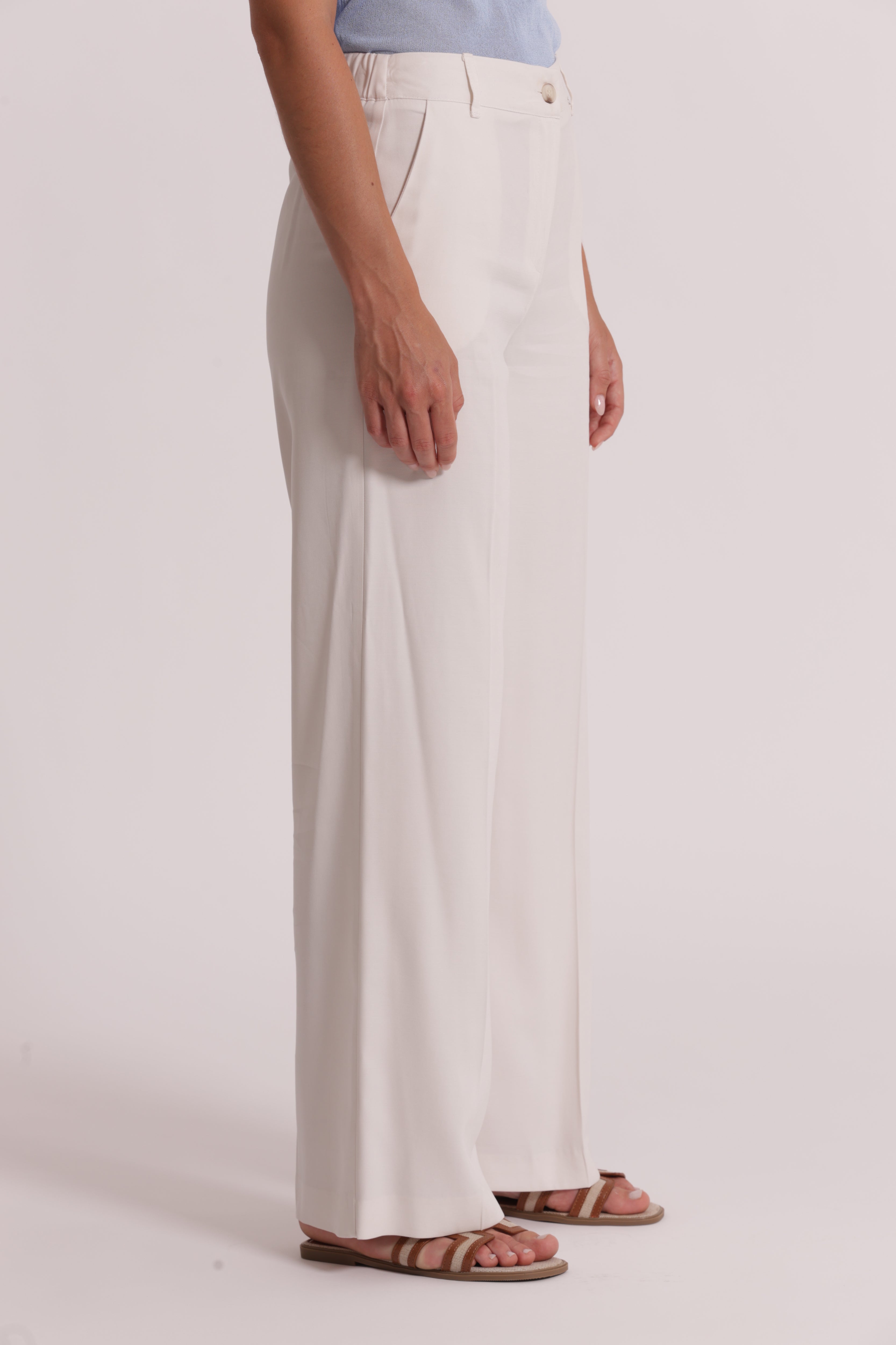 Mimi Mua Lungo Viscosa Pantaloni Panna XS