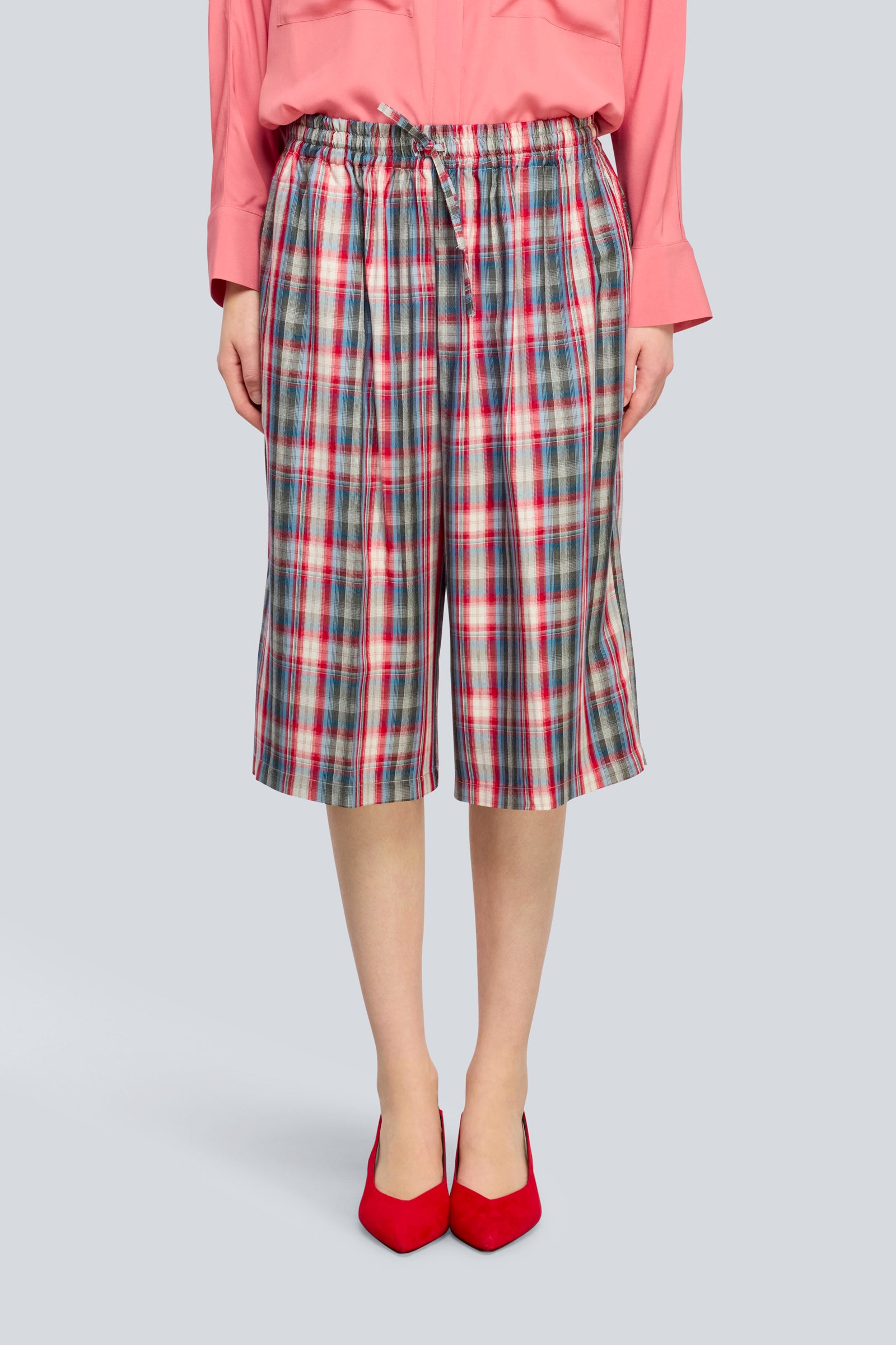 Semicouture Erica bermuda viscosa check ginocchio