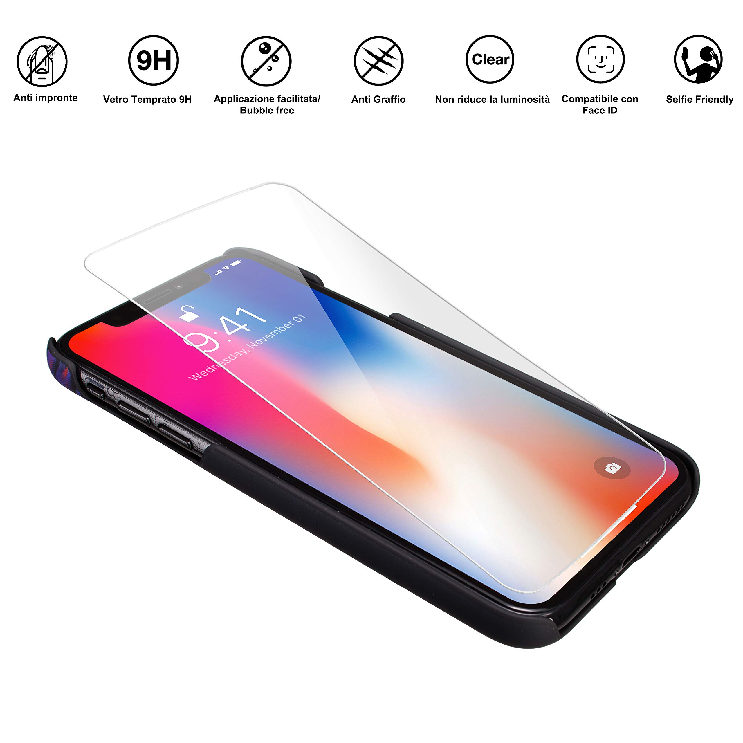 Marcelo Burlon County of Milan custodia iPhone XS X vetro Asahi 9H