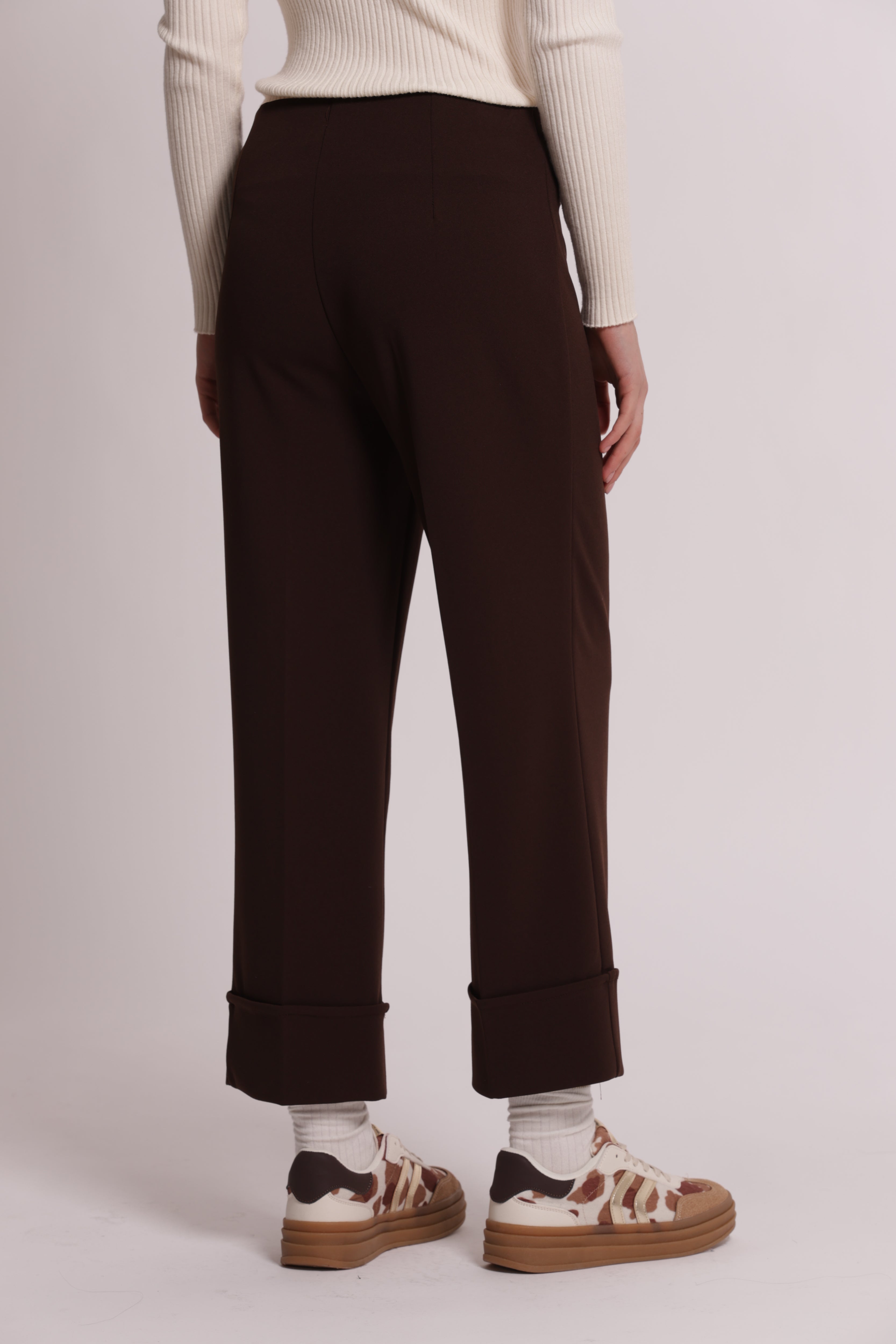 Mimi Mua Pantalone con Risvolto scuba crepe nero