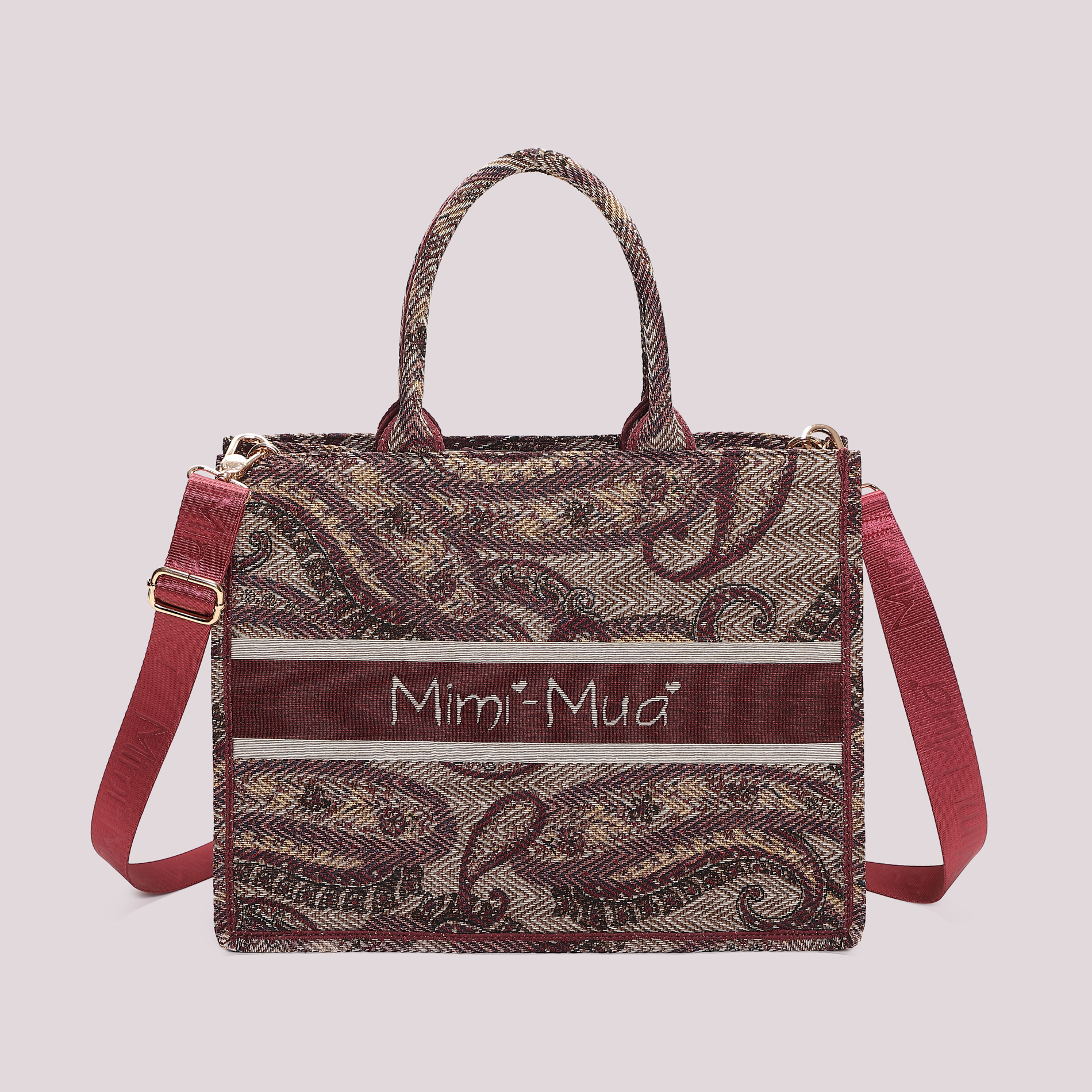 Mimi Mua shopper grande fantasia borsa prugna capiente